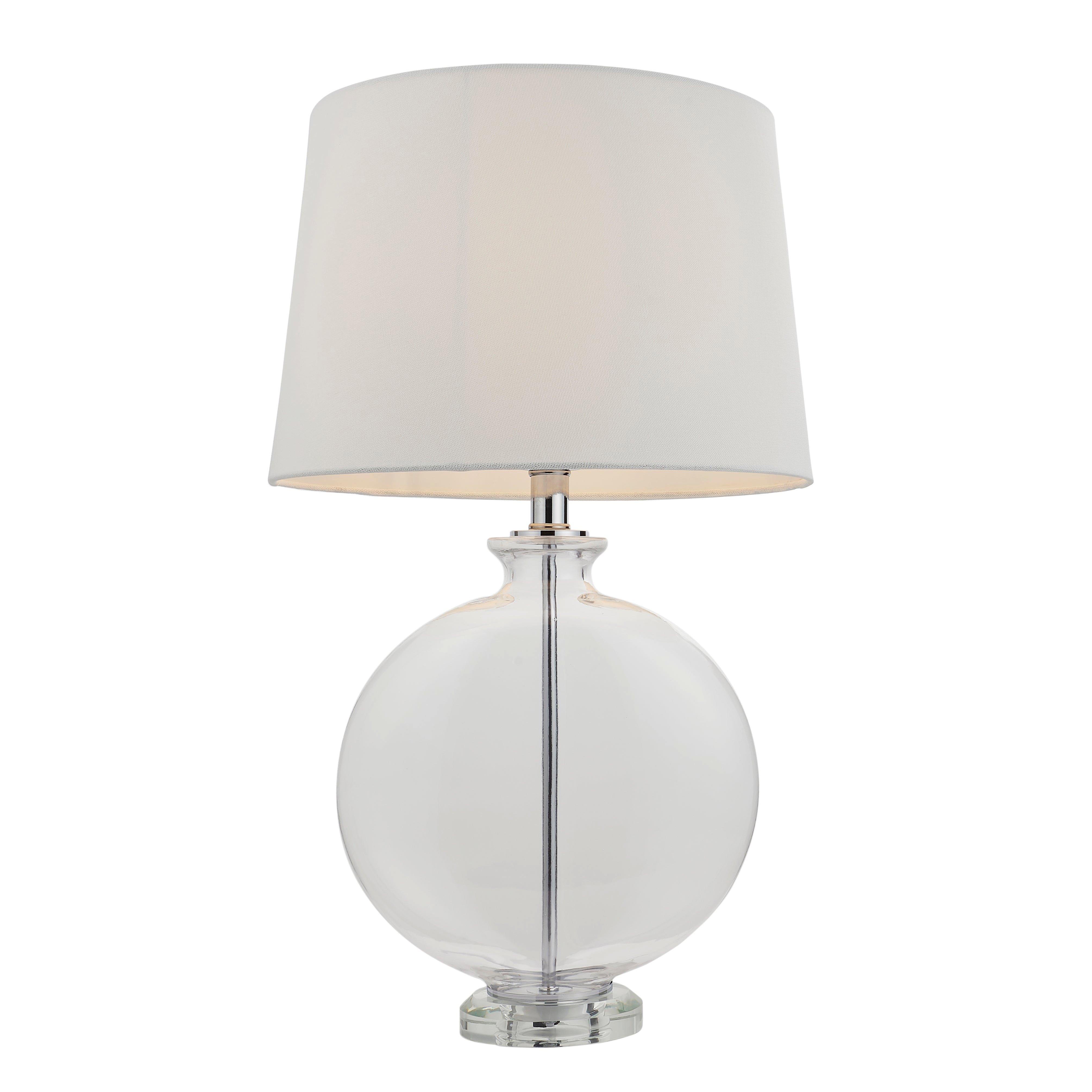 Table Lamp - Clear Glass & Nickel Plate - 60W E27 - Bedside Light Base & Shade