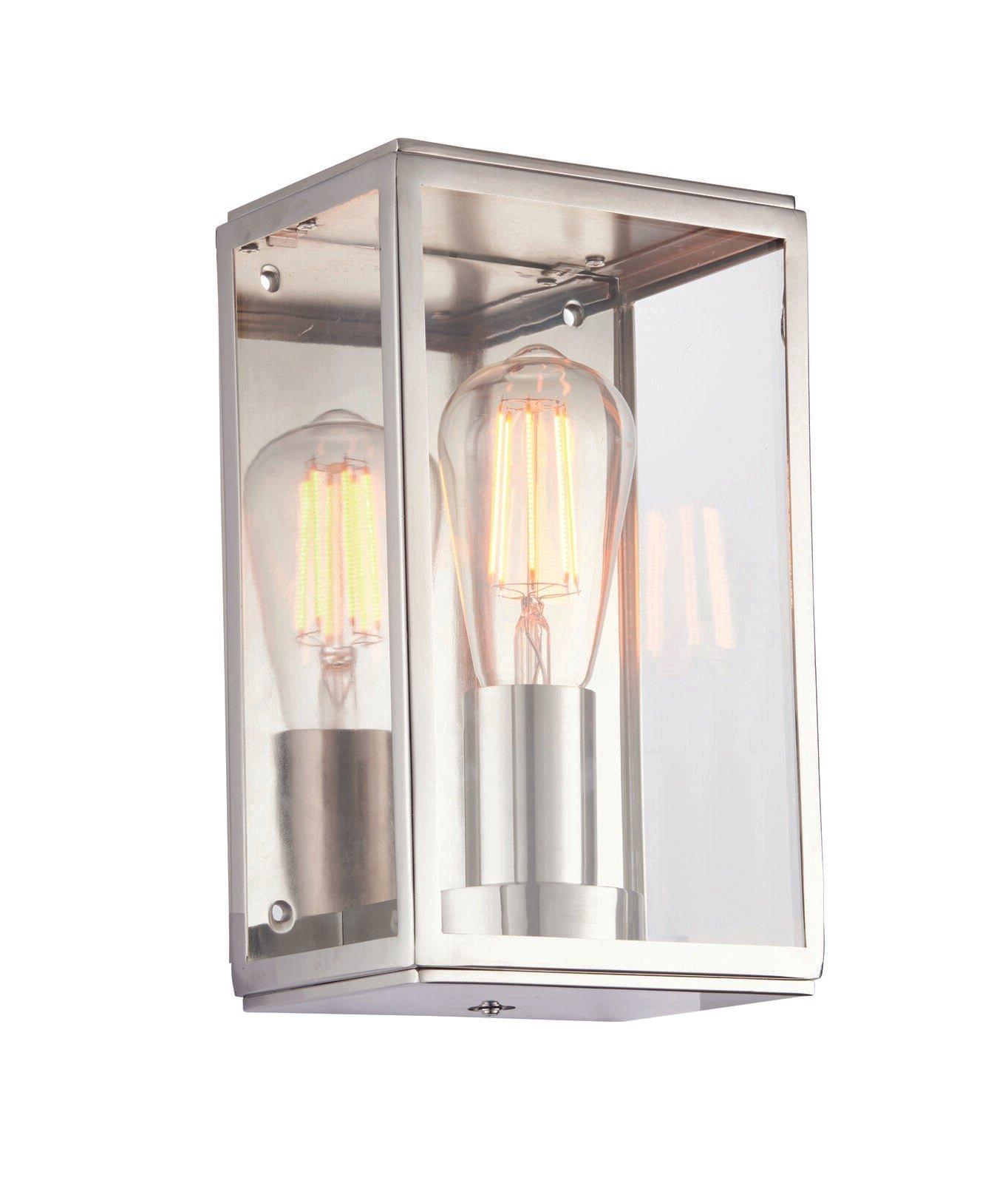 Wall Light Bright Nickel Plate & Clear Glass 40W E27 GLS Dimmable