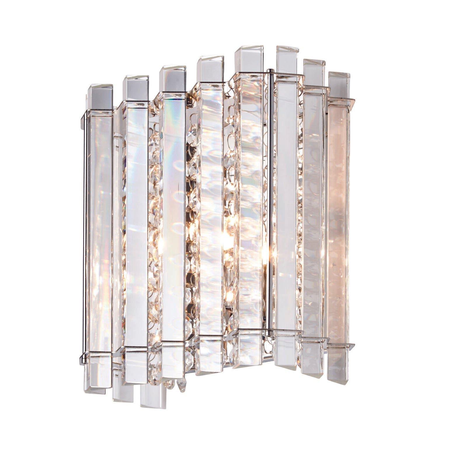 Glass Wall Light Clear Crystal & Chrome Plate 28W G9 Dimmable Living Room