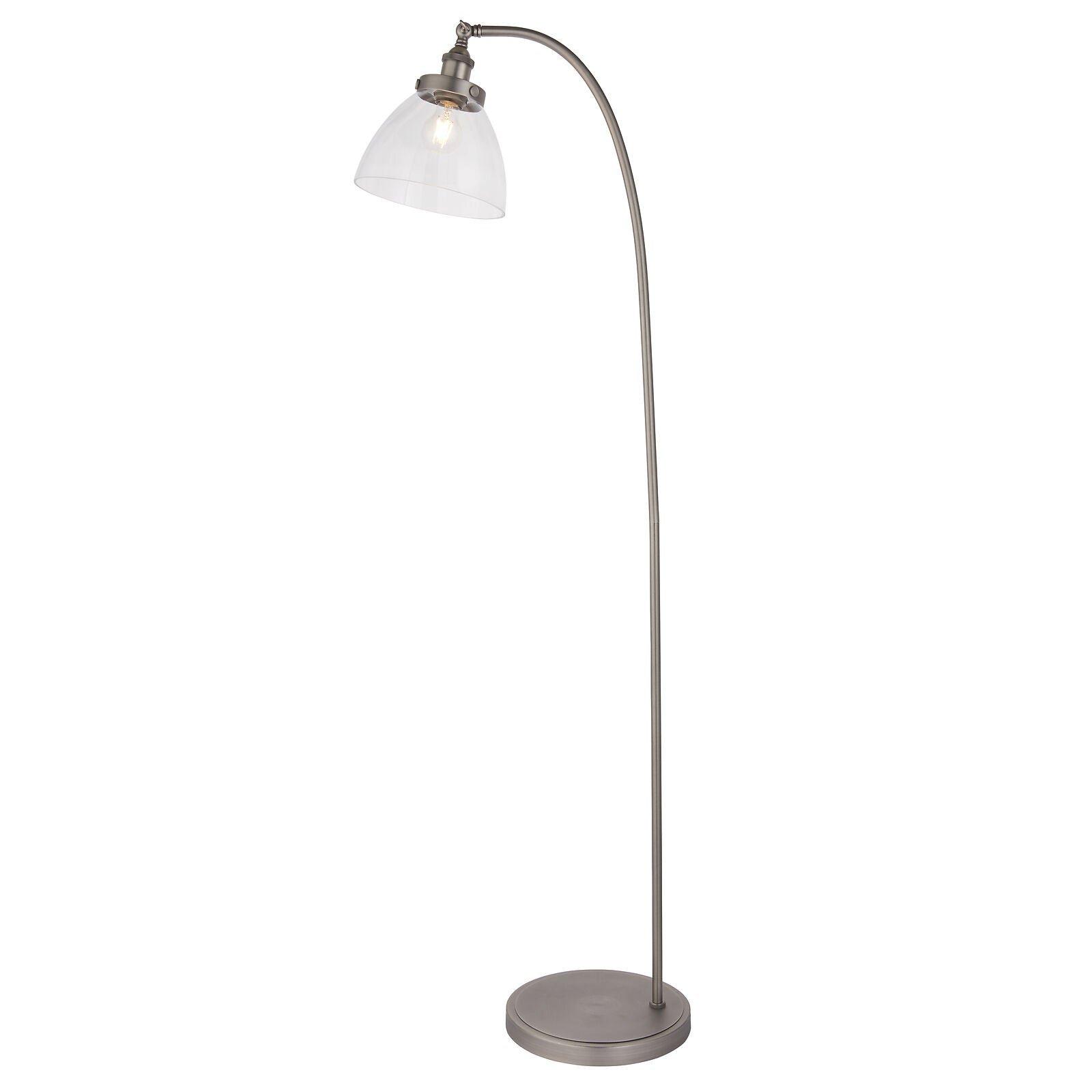 Floor Lamp Light - Brushed Silver Paint & Clear Glass - 40W E27 - Standing