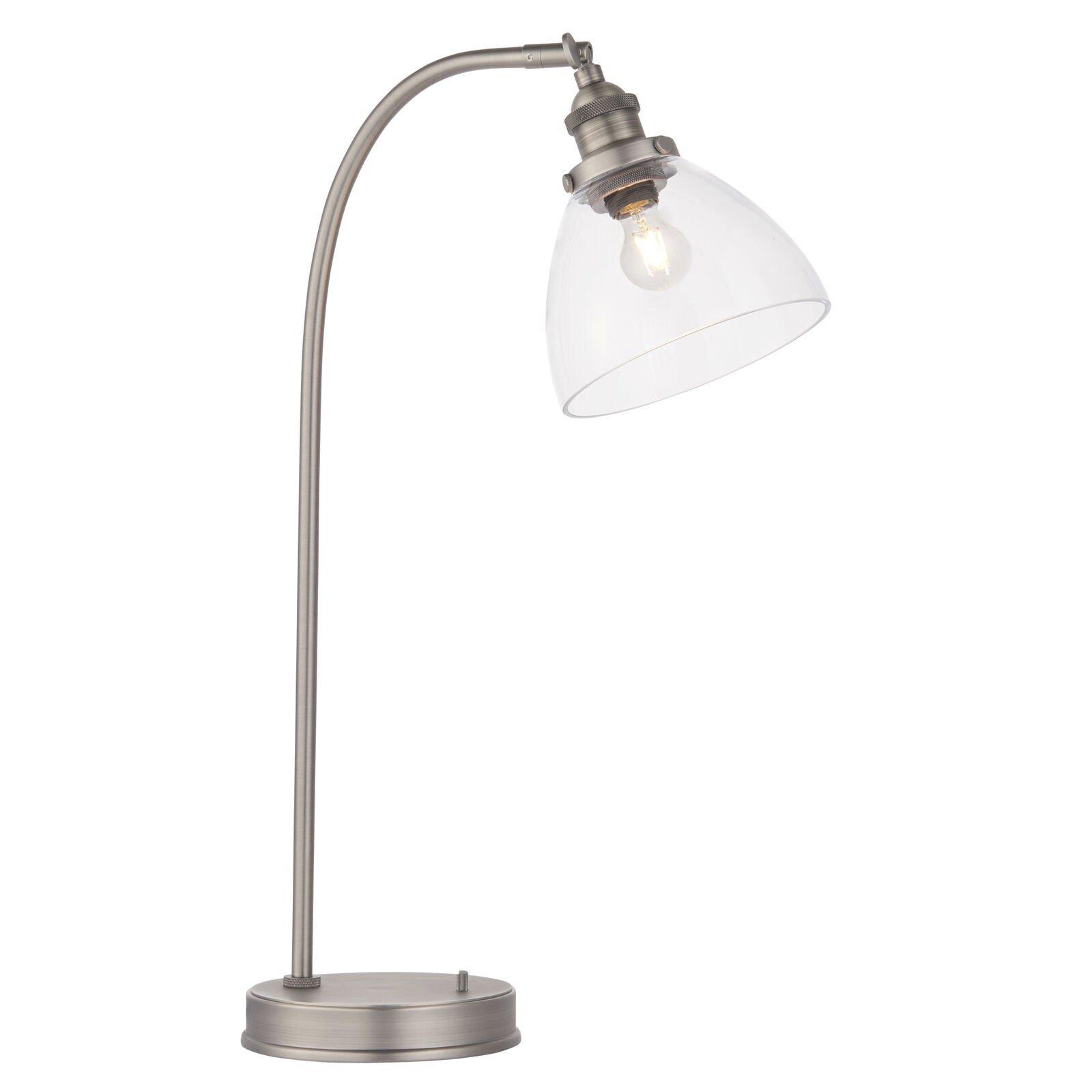 Table Lamp - Brushed Silver Paint & Clear Glass - 40W E14 golf - Bedside Light