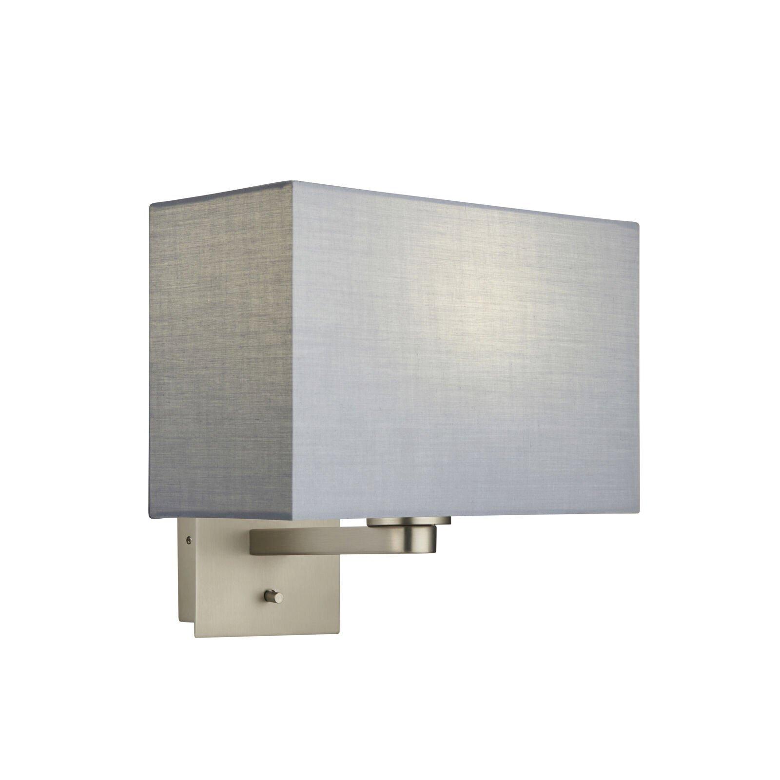 Wall Light & Shade Matt Nickel & Grey Fabric 60W E27 Living Room e10296