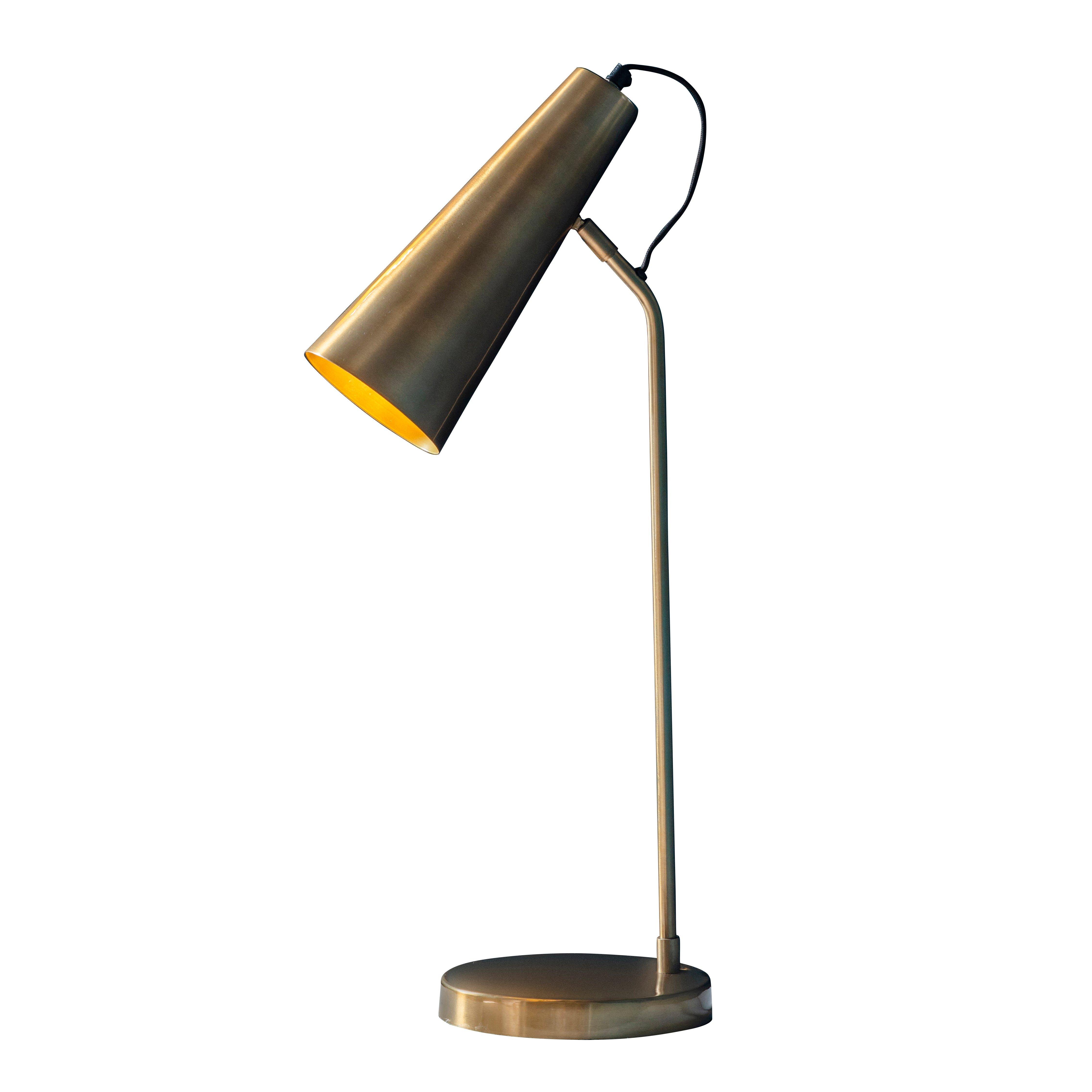 Table Lamp Antique Brass & Gold Effect Paint 10W LED E27 Bedside Light