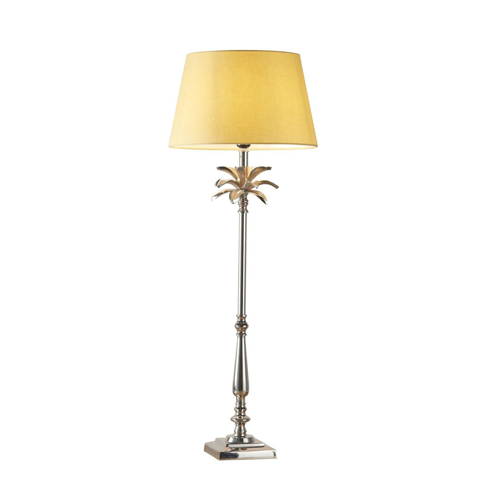 Table Lamp Polished Nickel Plate & Yellow Cotton 60W E27 GLS Base & Shade