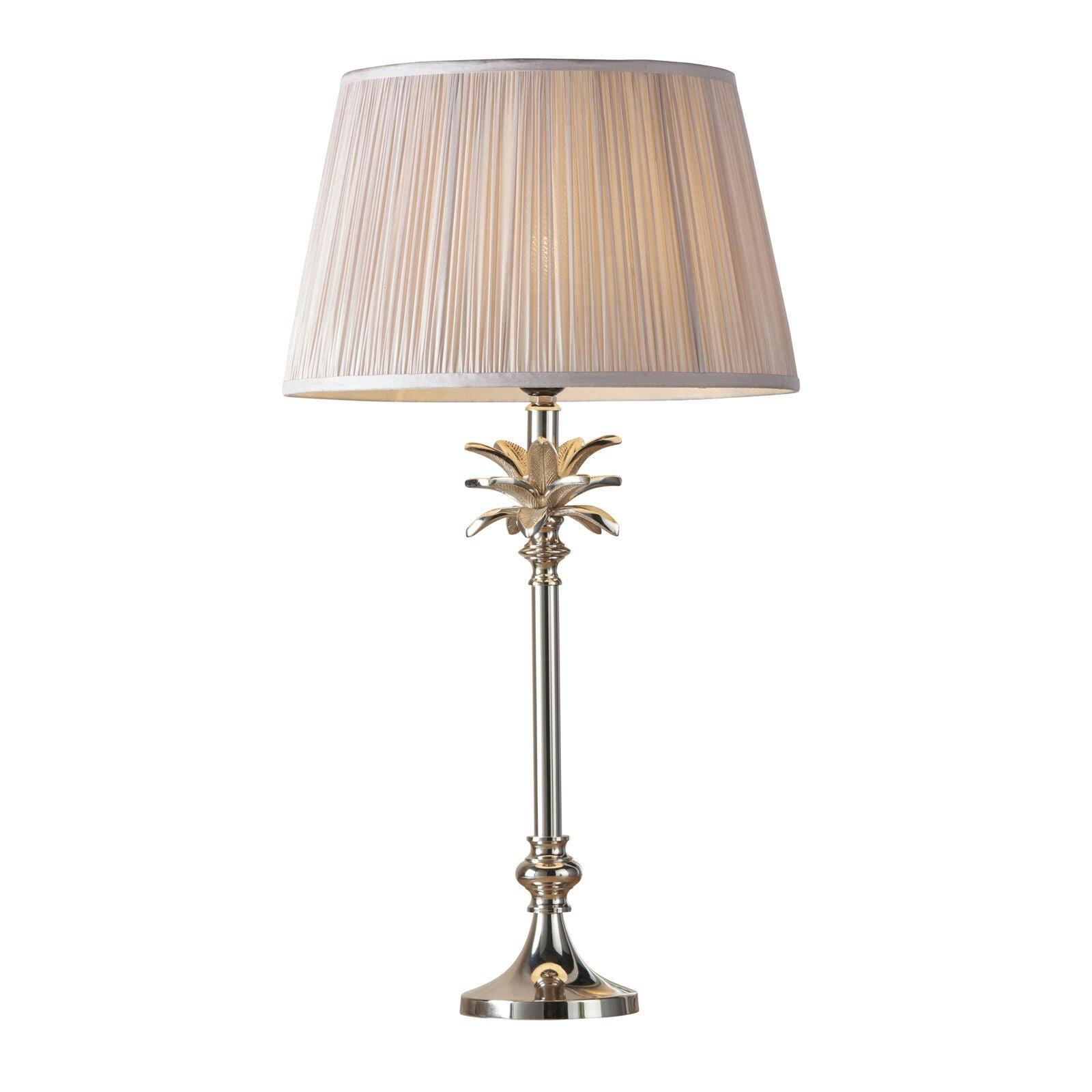 Table Lamp Polished Nickel & Dusky Pink Silk 60W E27 Bedside Light e10372