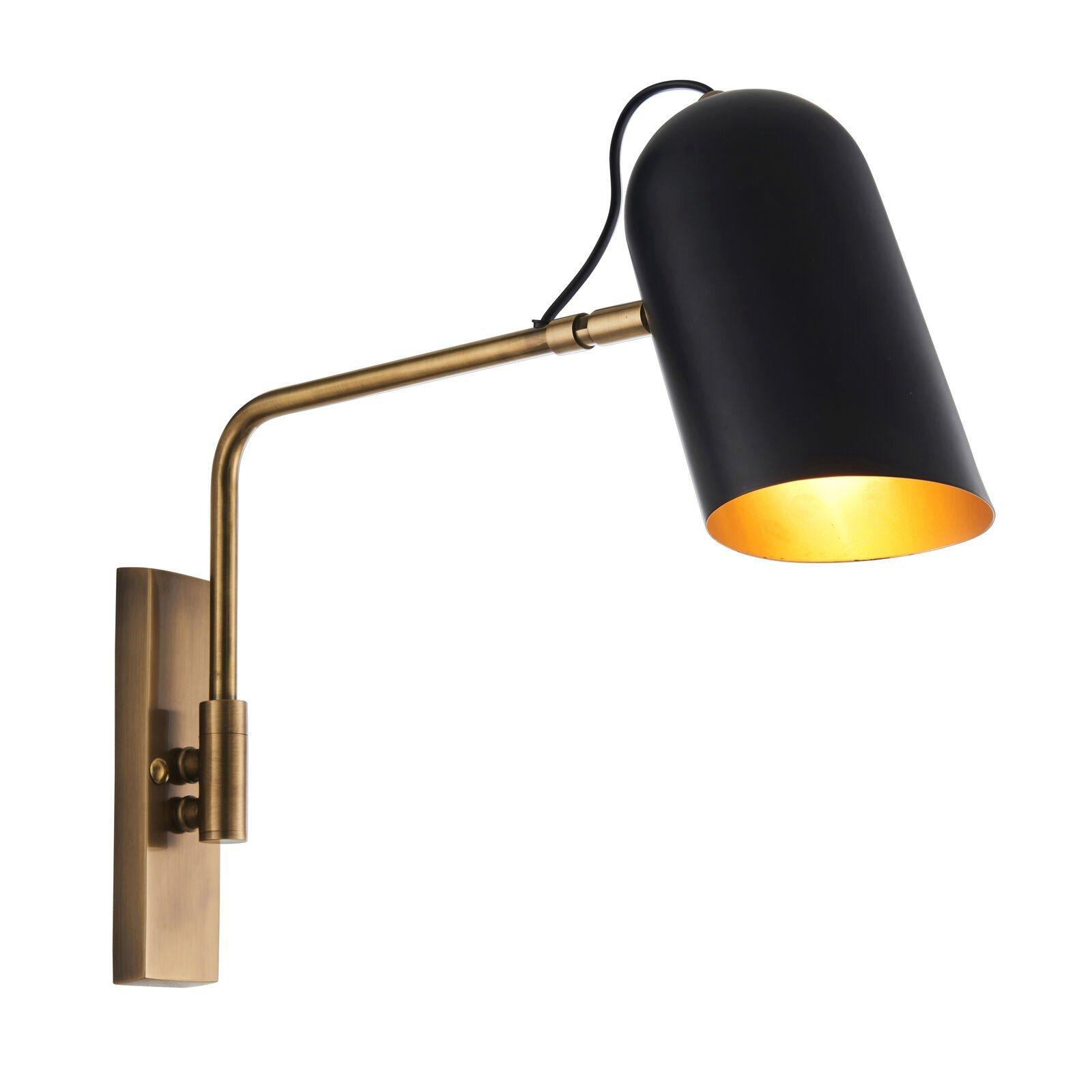 Wall Light - Antique Solid Brass & Matt Black - 10W LED E27 - Dimmable - e10431