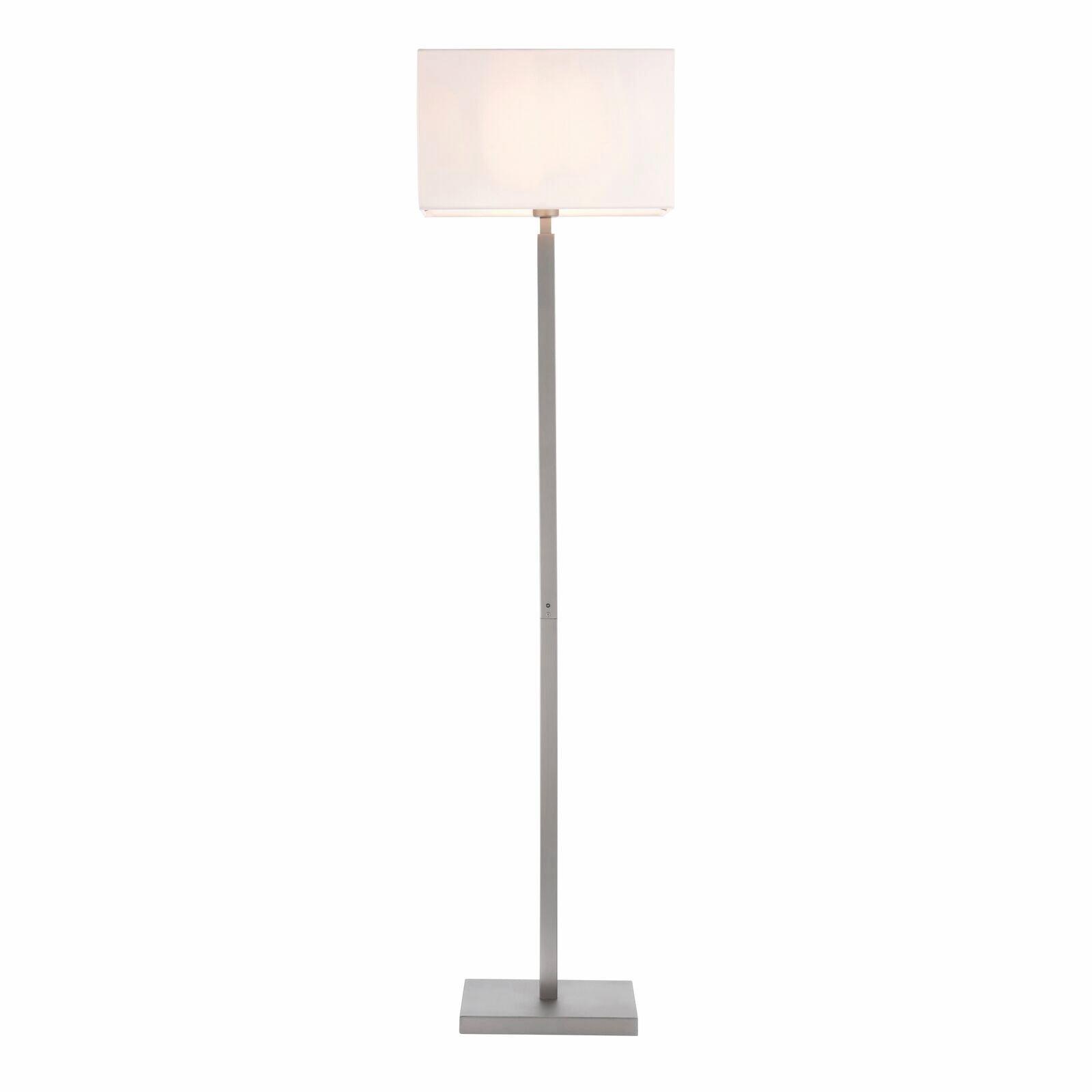 Floor Lamp Light Matt Nickel & Vintage White Fabric 60W E27 Base & Shade