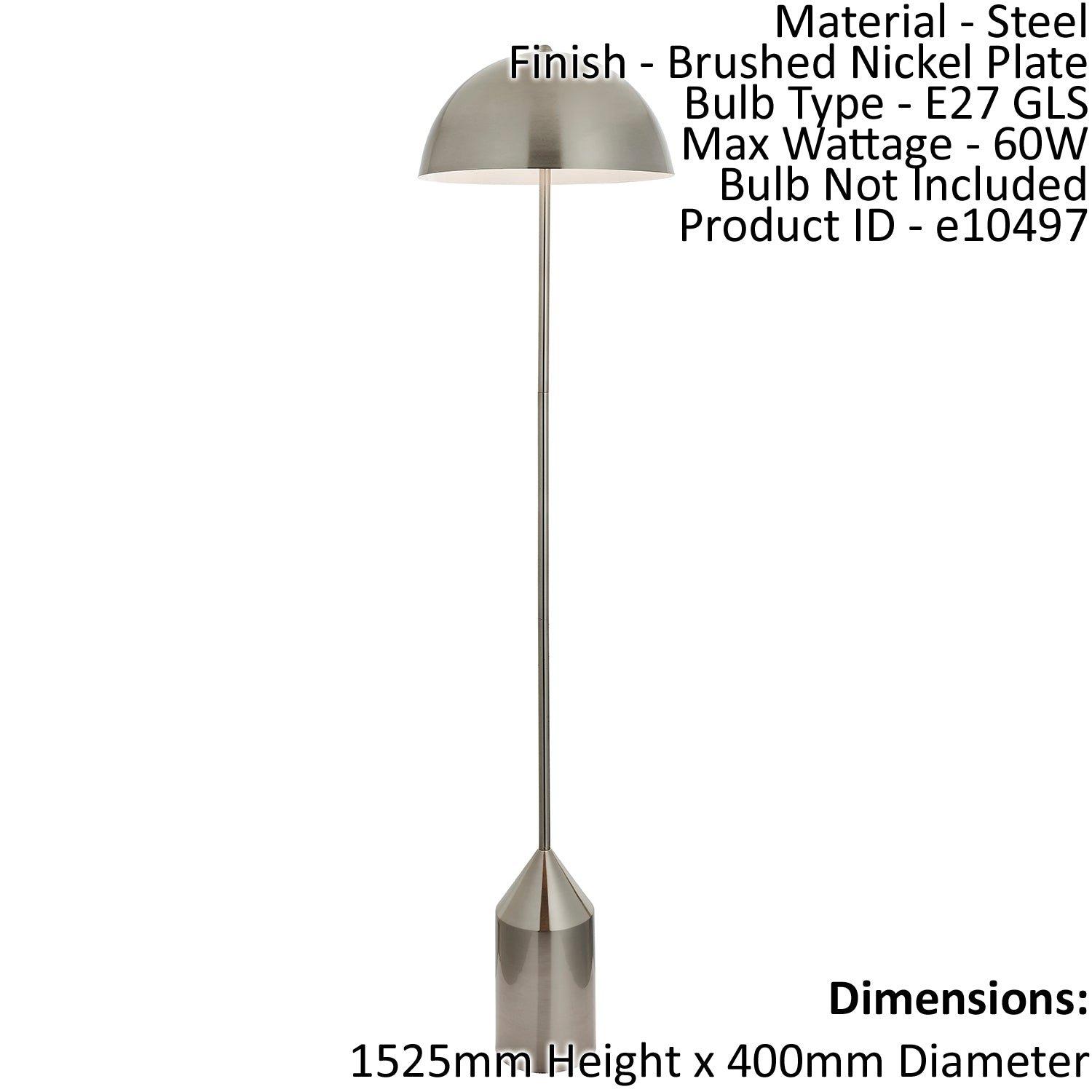 Floor Lamp Light Brushed Nickel Plate 60W E27 Complete Standing Lamp