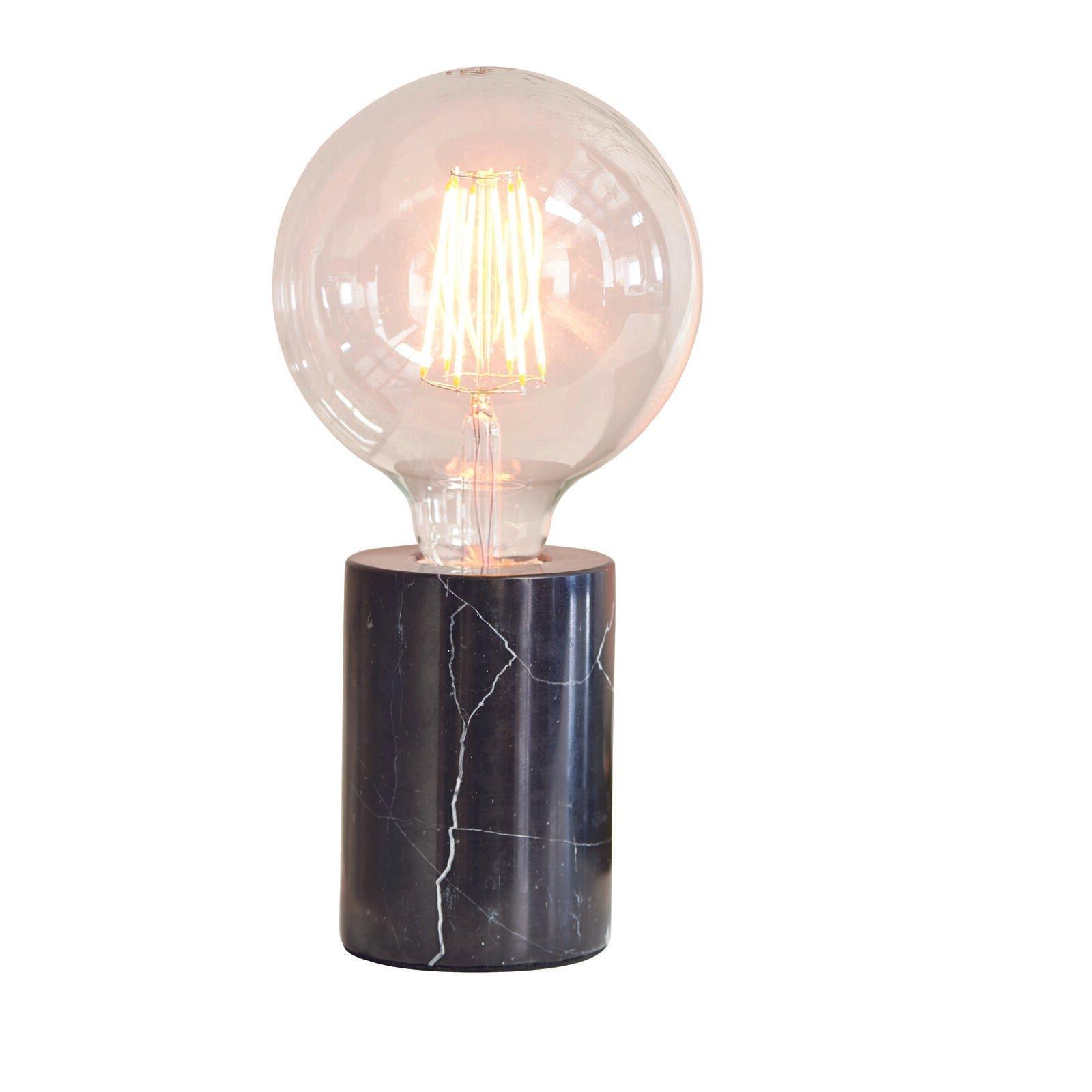 Table Lamp Polished Black Marble 60W E27 Bedside Light Base Only
