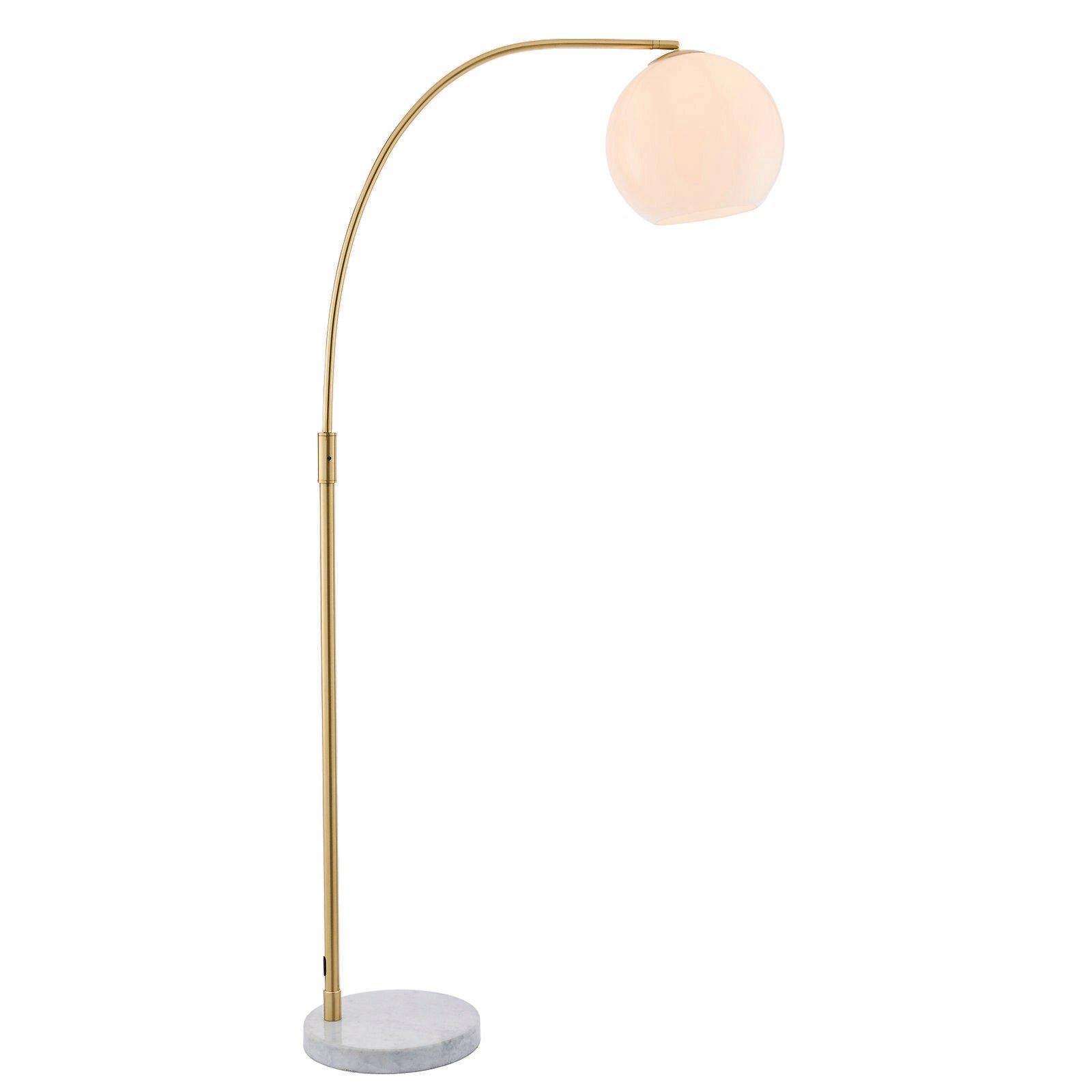 Floor Lamp Light Satin Brass & Opal Glass 40W E27 Complete Standing Lamp