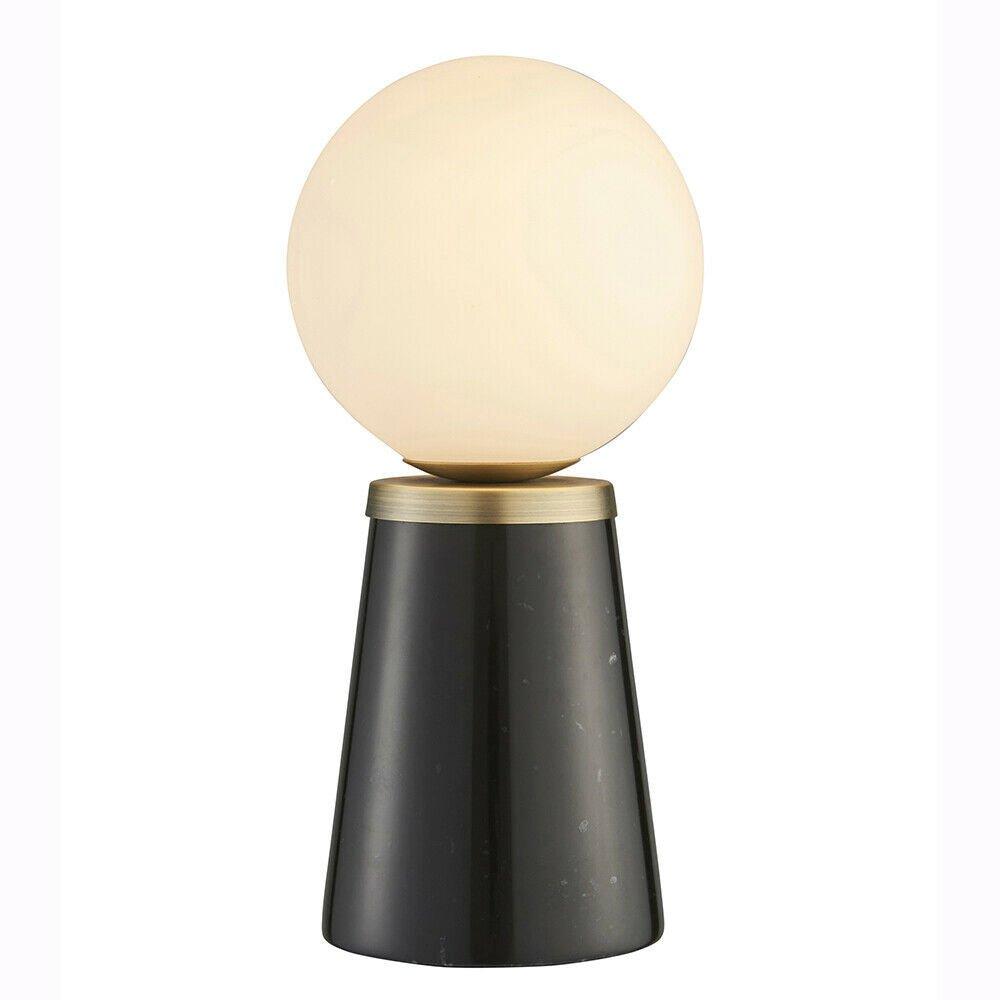 Table Lamp - Black Marble & Matt Antique Brass Plate - 3W LED G9 - Complete Lamp