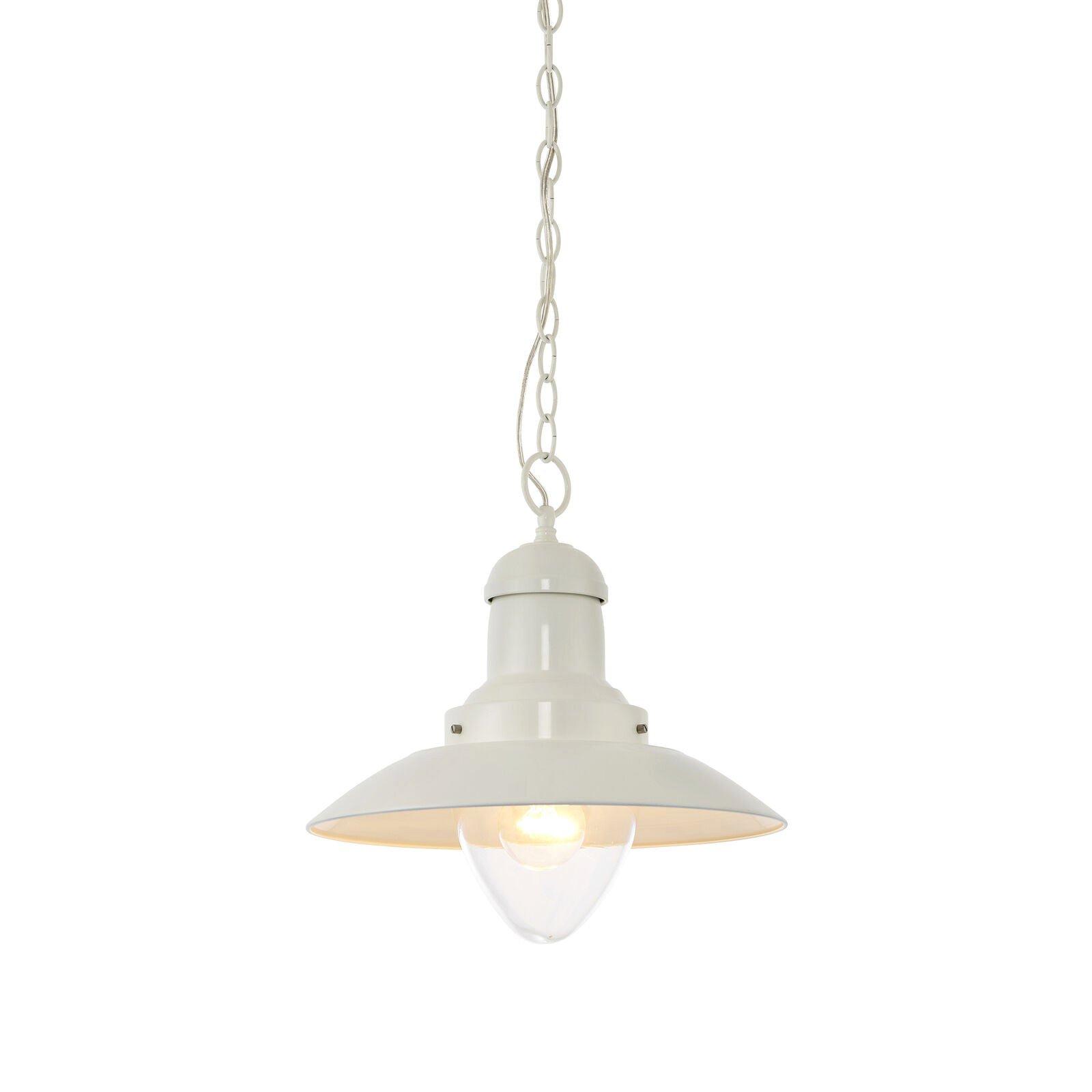 Ceiling Pendant Light - Gloss Cream & Clear Glass - 42W E27 - Dimmable