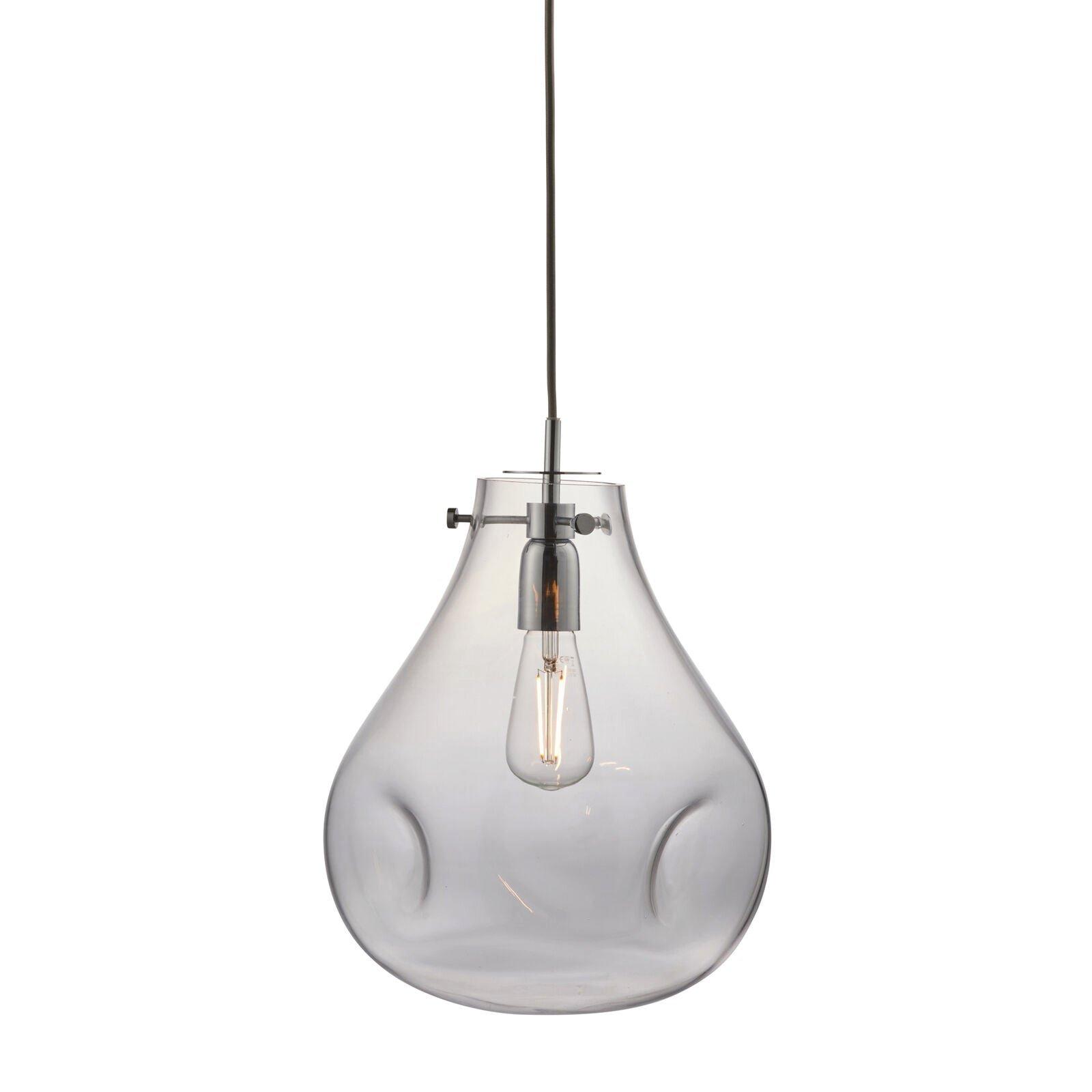 Ceiling Pendant Light - Clear Glass & Chrome Plate - 40W E27 - Dimmable