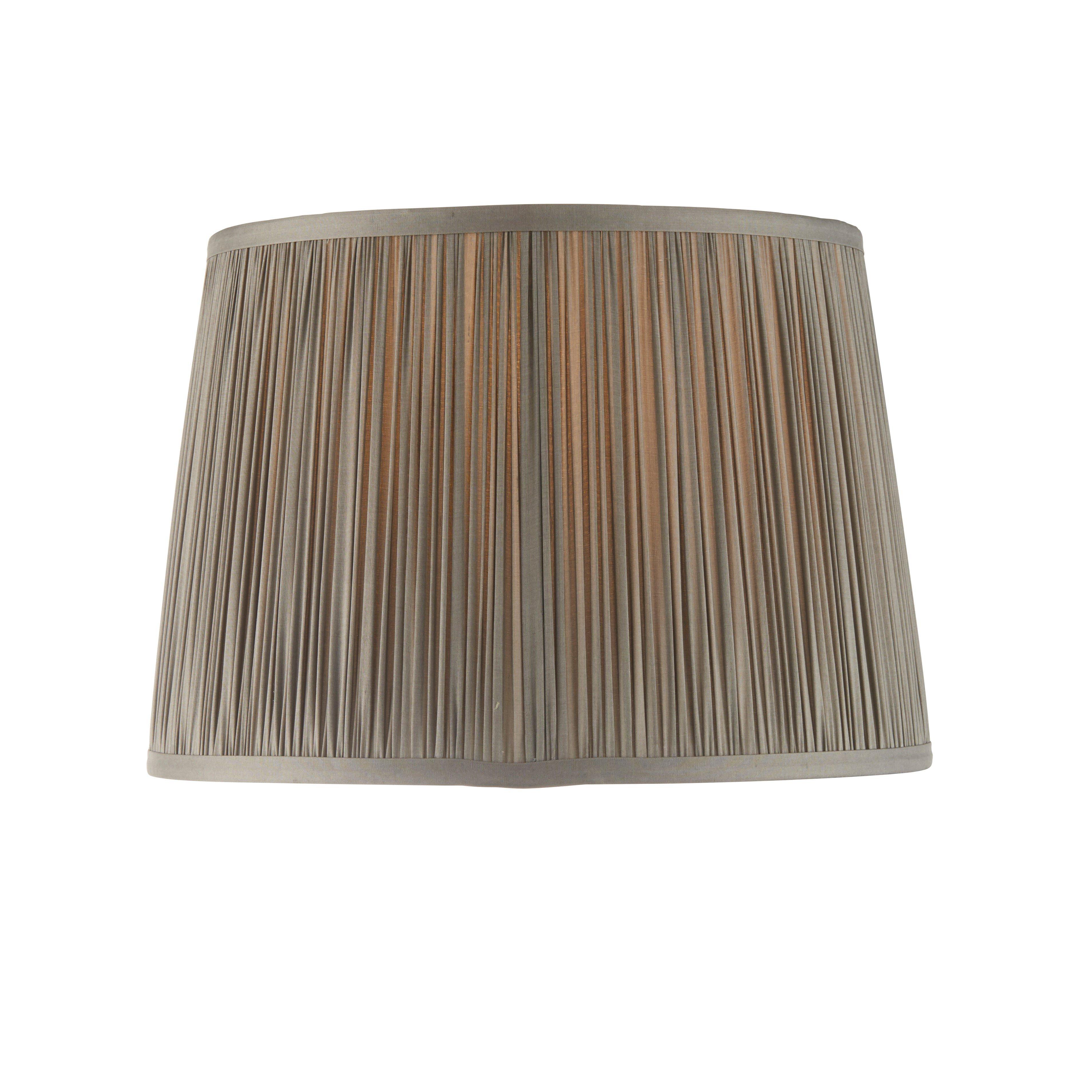Tapered Cylinder Lamp Shade - Charcoal Grey Silk - 60W E27 or B22 GLS - e10827