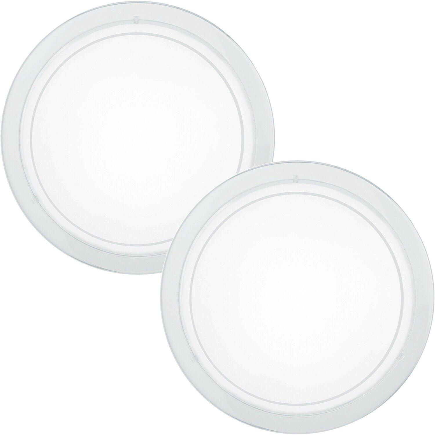 2 PACK Wall Flush Ceiling Light White Shade White Clear Glass Painted E27 1x60W