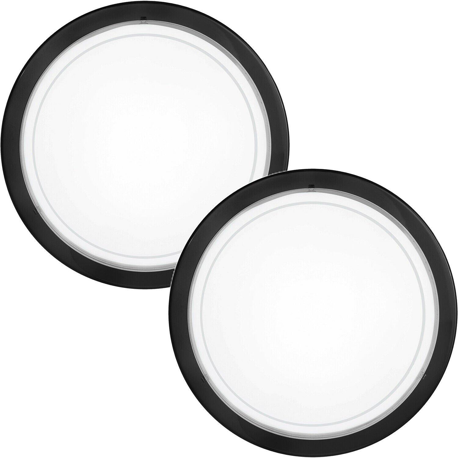 2 PACK Wall Flush Ceiling Light Black Shade White Clear Glass Painted E27 1x60W
