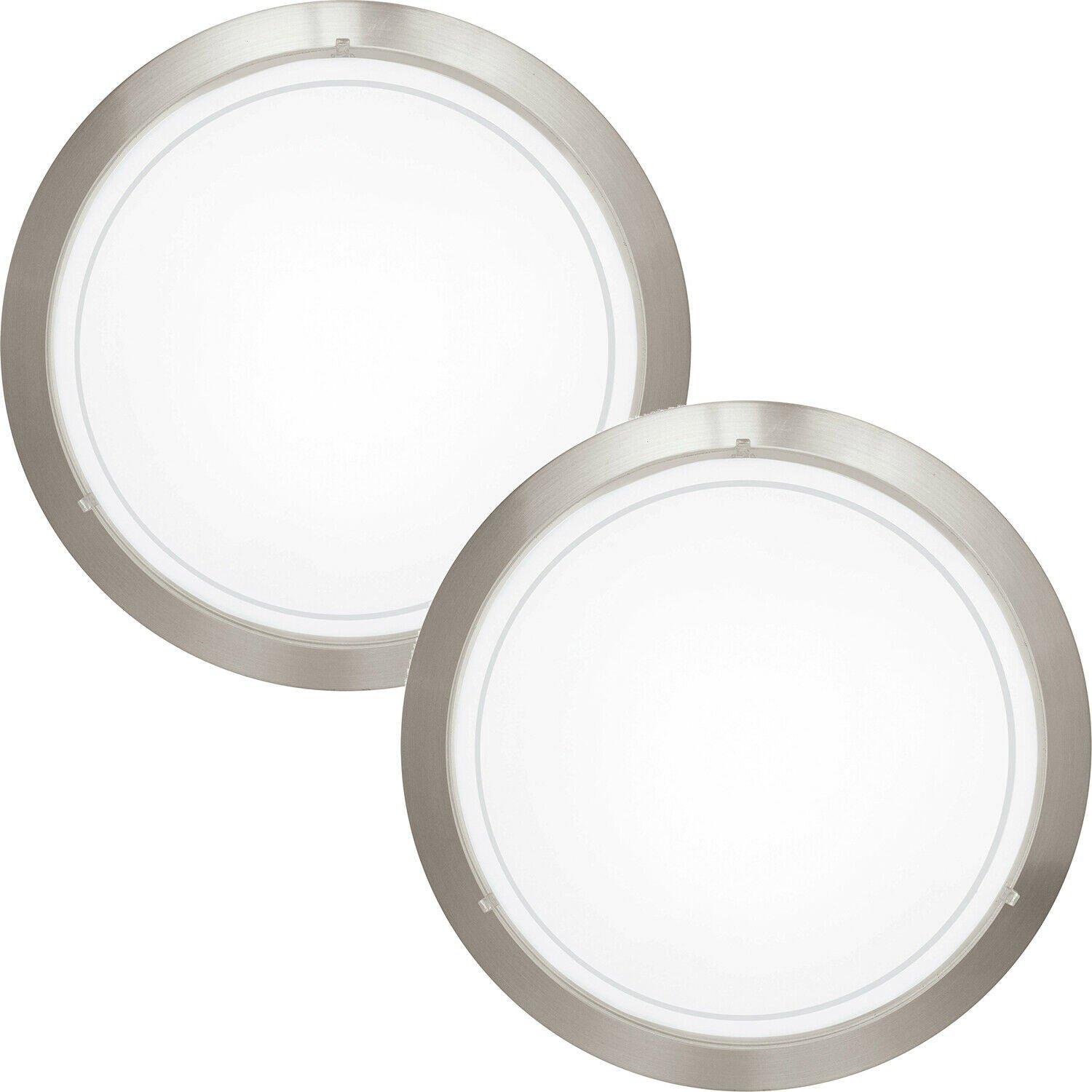 2 PACK Wall Flush Ceiling Light Satin Nickel White Clear Glass Painted E27 60W