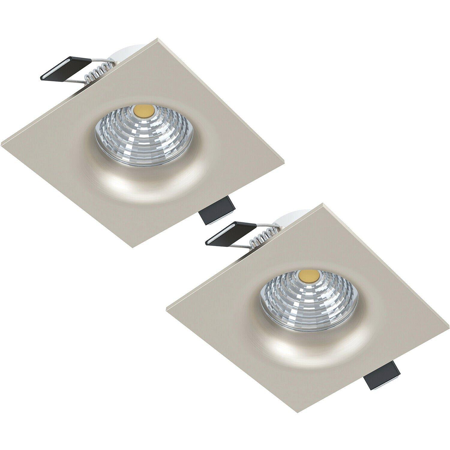 2 PACK Ceiling Flush Square Downlight Satin Nickel Spotlight 6W In Built LED