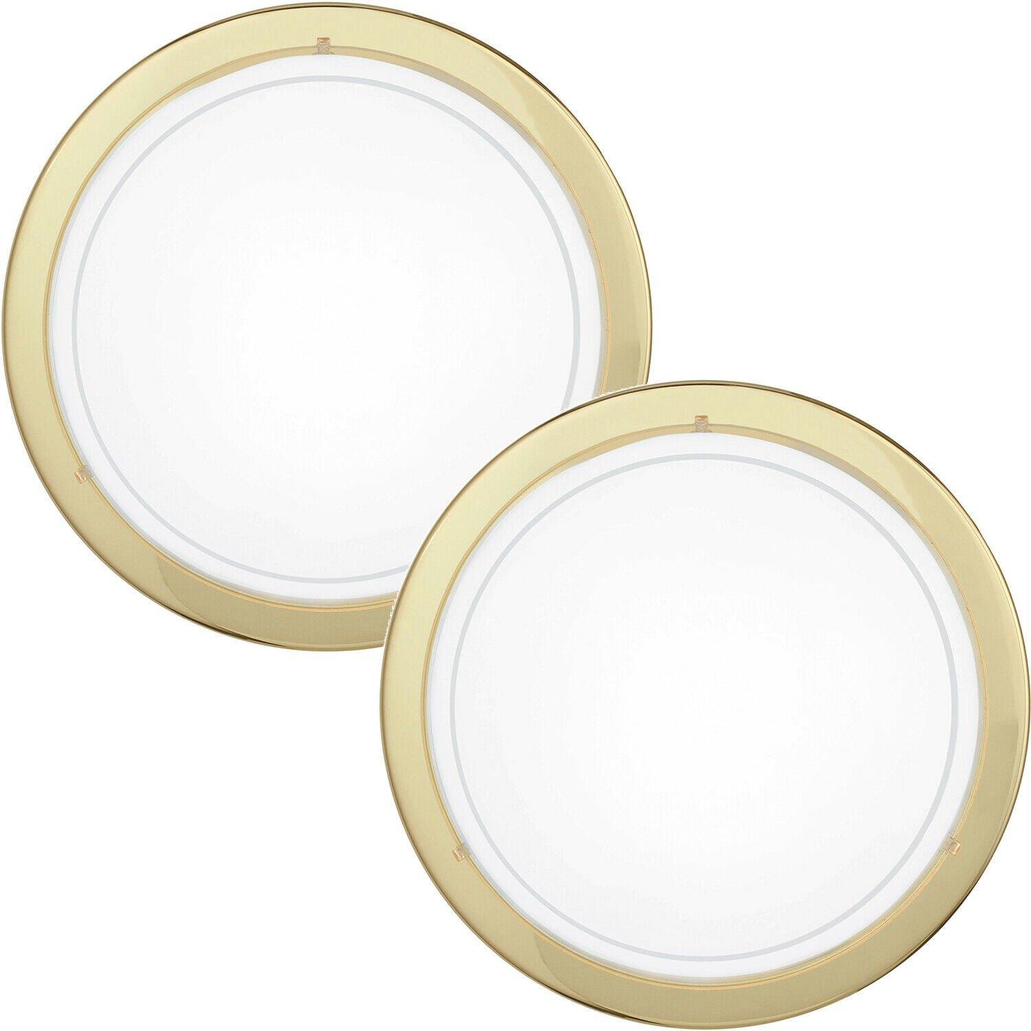 2 PACK Wall Flush Ceiling Light Brass Shade White Clear Glass Painted E27 1x60W