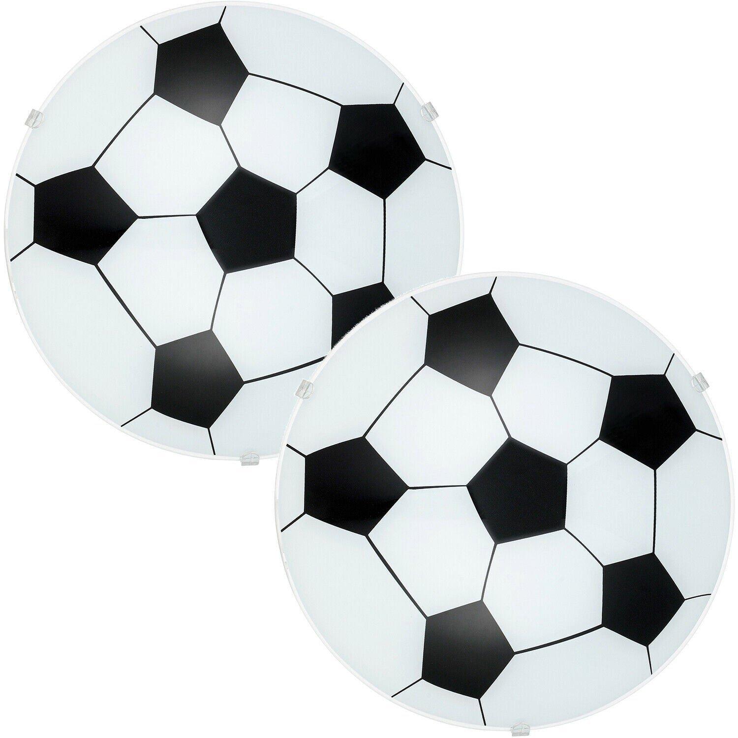 2 PACK Wall Flush Ceiling Light White Shade Soccer Design Satin Glass E27 1x60W