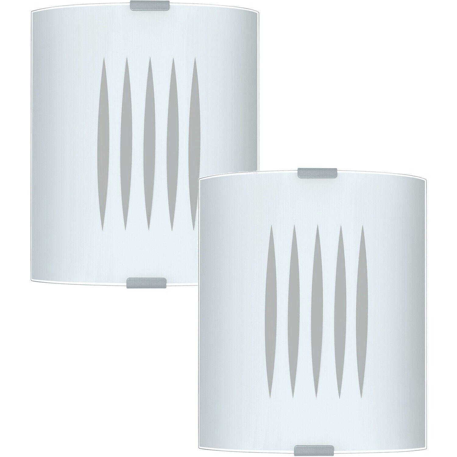 2 PACK Wall Flush Ceiling Light Colour Lines Shade Design Satin Glass E27 60W
