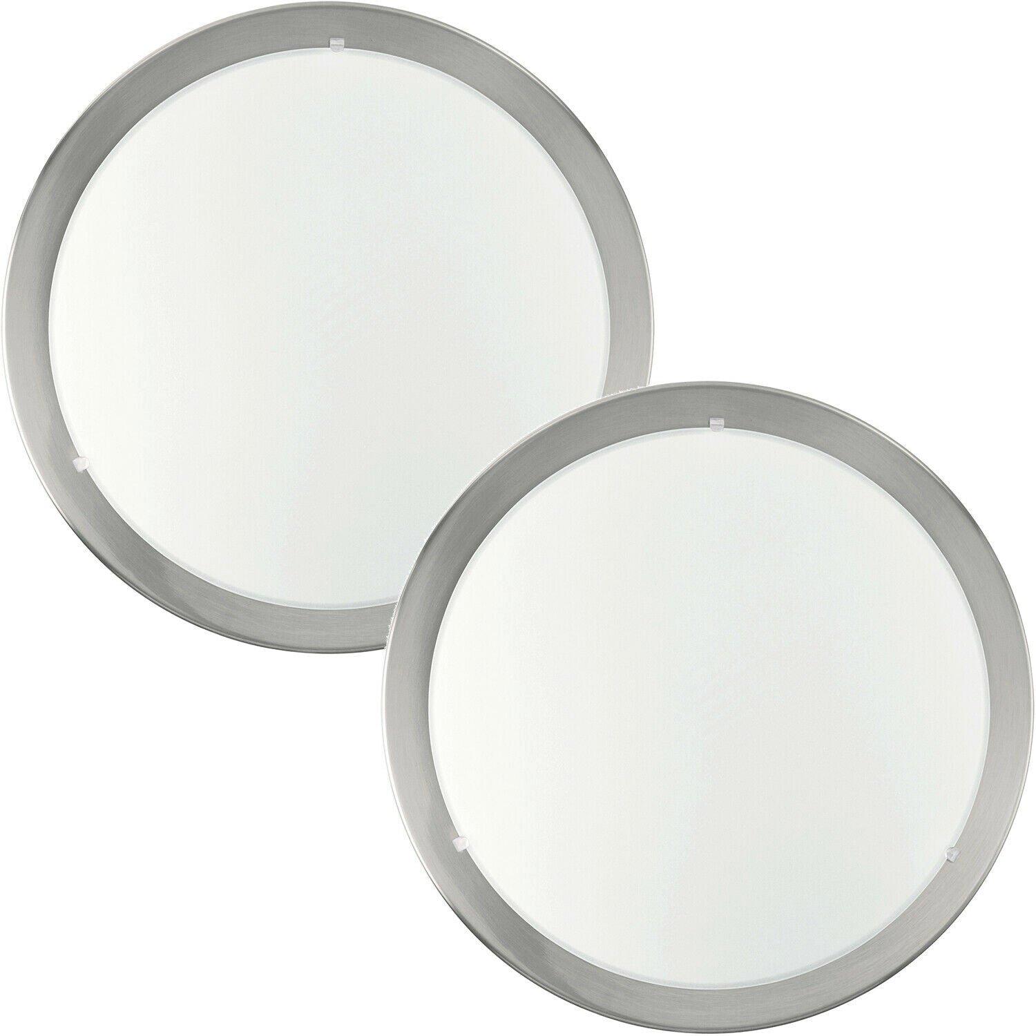 2 PACK Wall Flush Ceiling Light Satin Nickel White Clear Satin Glass E27 1x60W