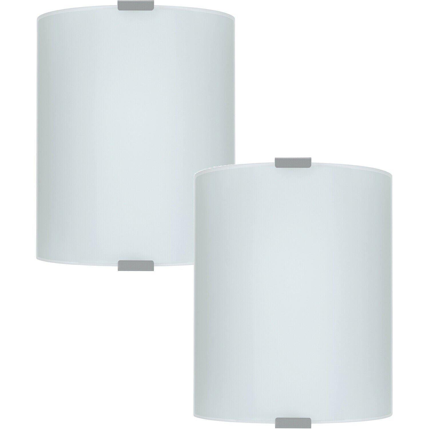 2 PACK Wall Flush Ceiling Light Colour Silver Shade White Satin Glass E27 1x60W