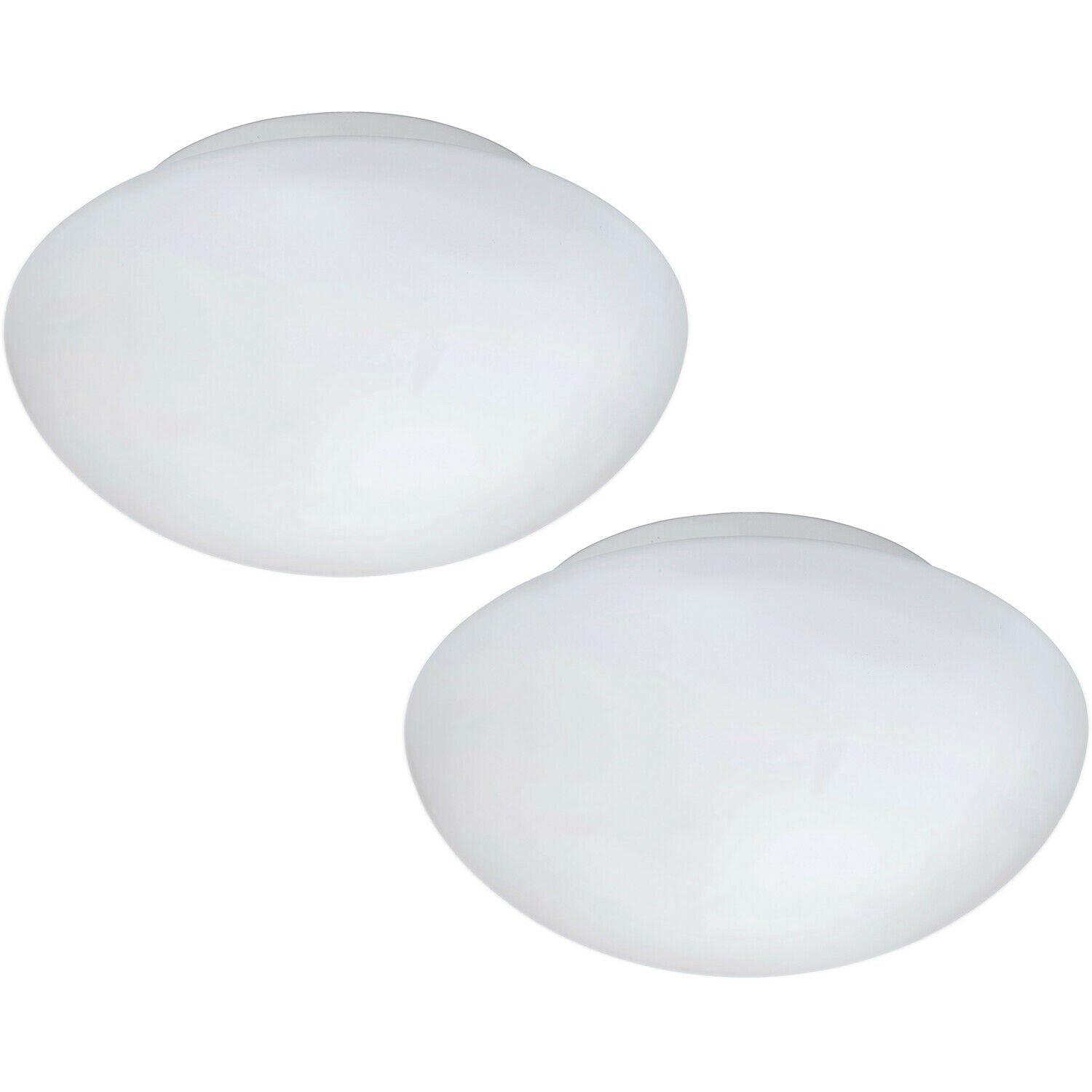 2 PACK Wall Flush Ceiling Light Colour White Shade White Glass Opal Matt E27 60W