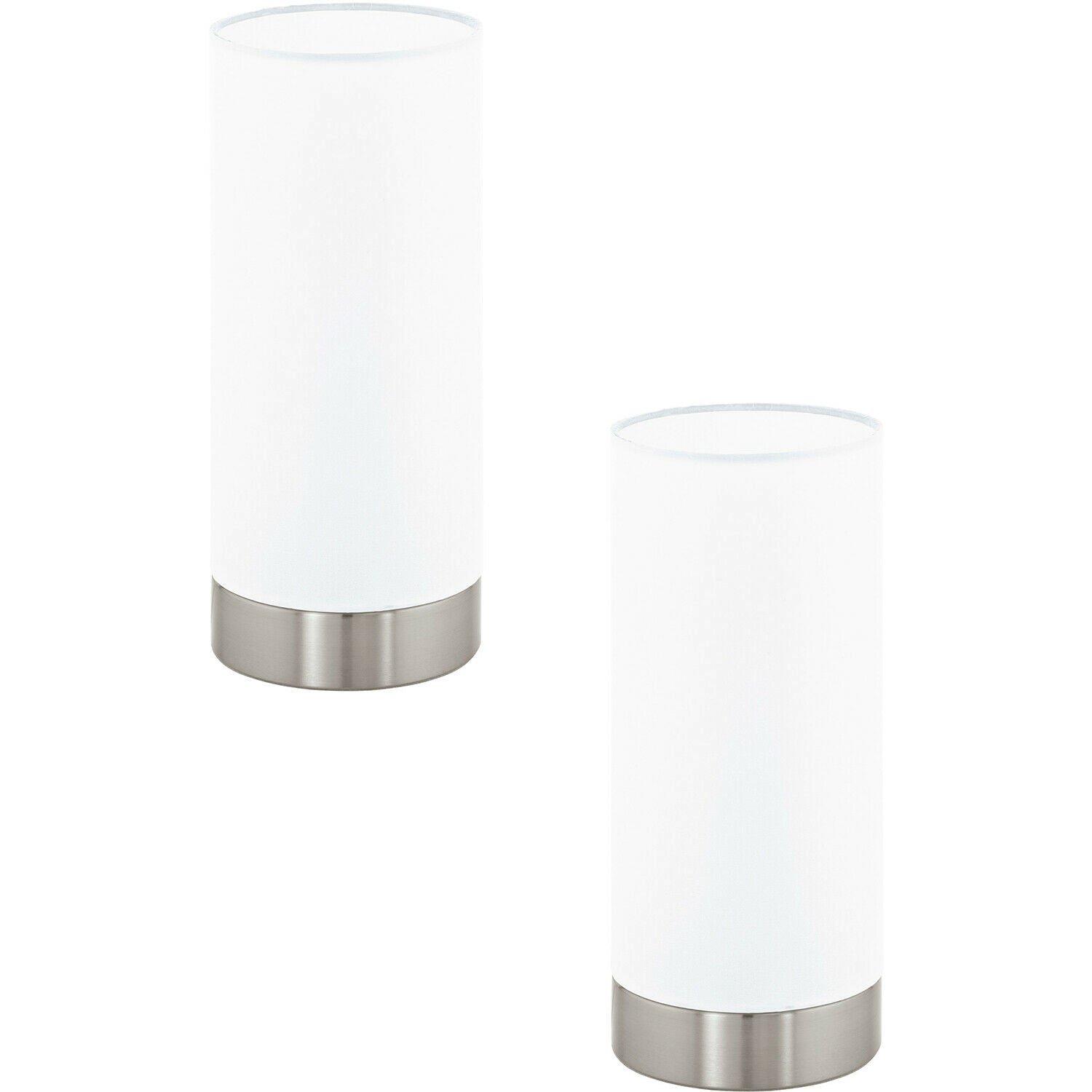 2 PACK Table Lamp Colour Satin Nickel Shade Round White Satin Glass E27 1x60W