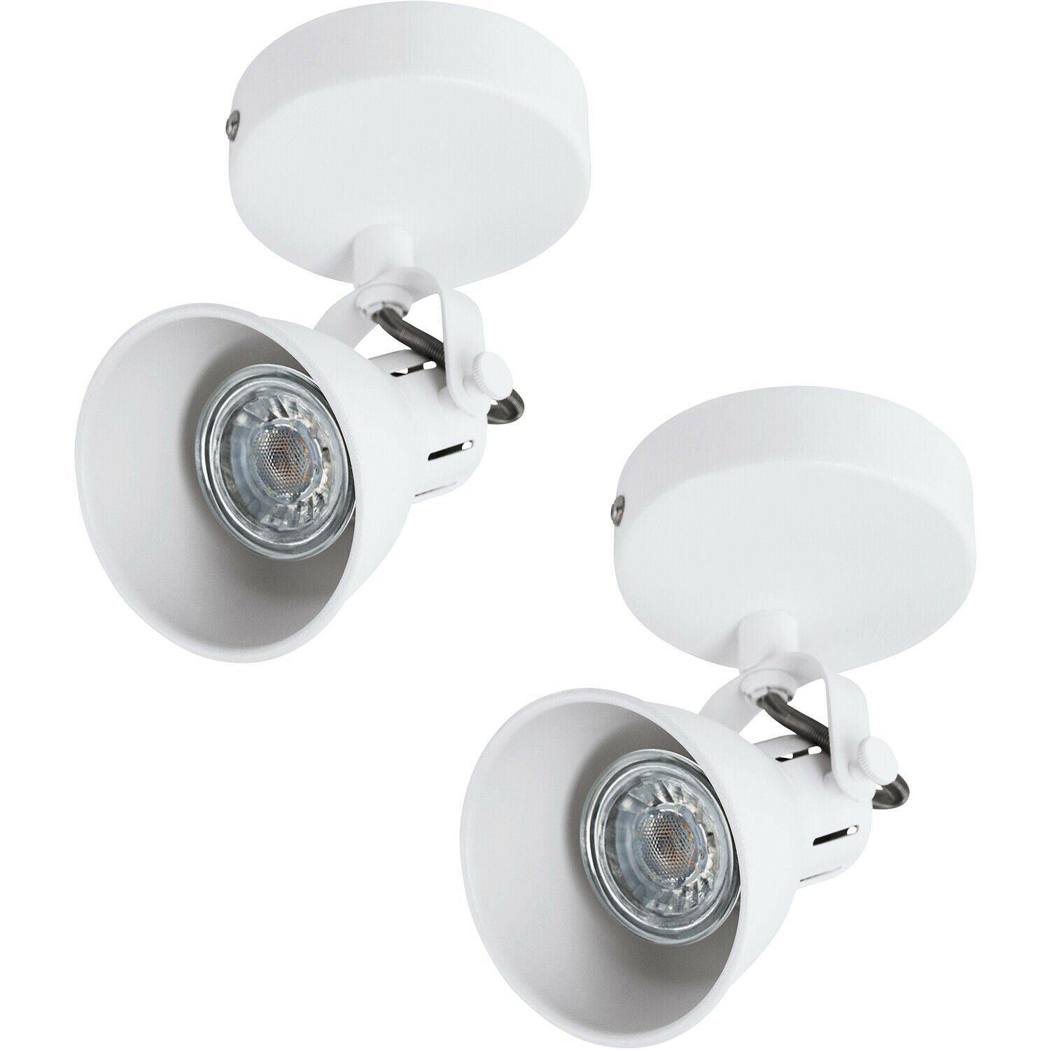 2 PACK Wall Spot Light White Steel Wall Plate and Lamp Shade GU10 3.3W Included