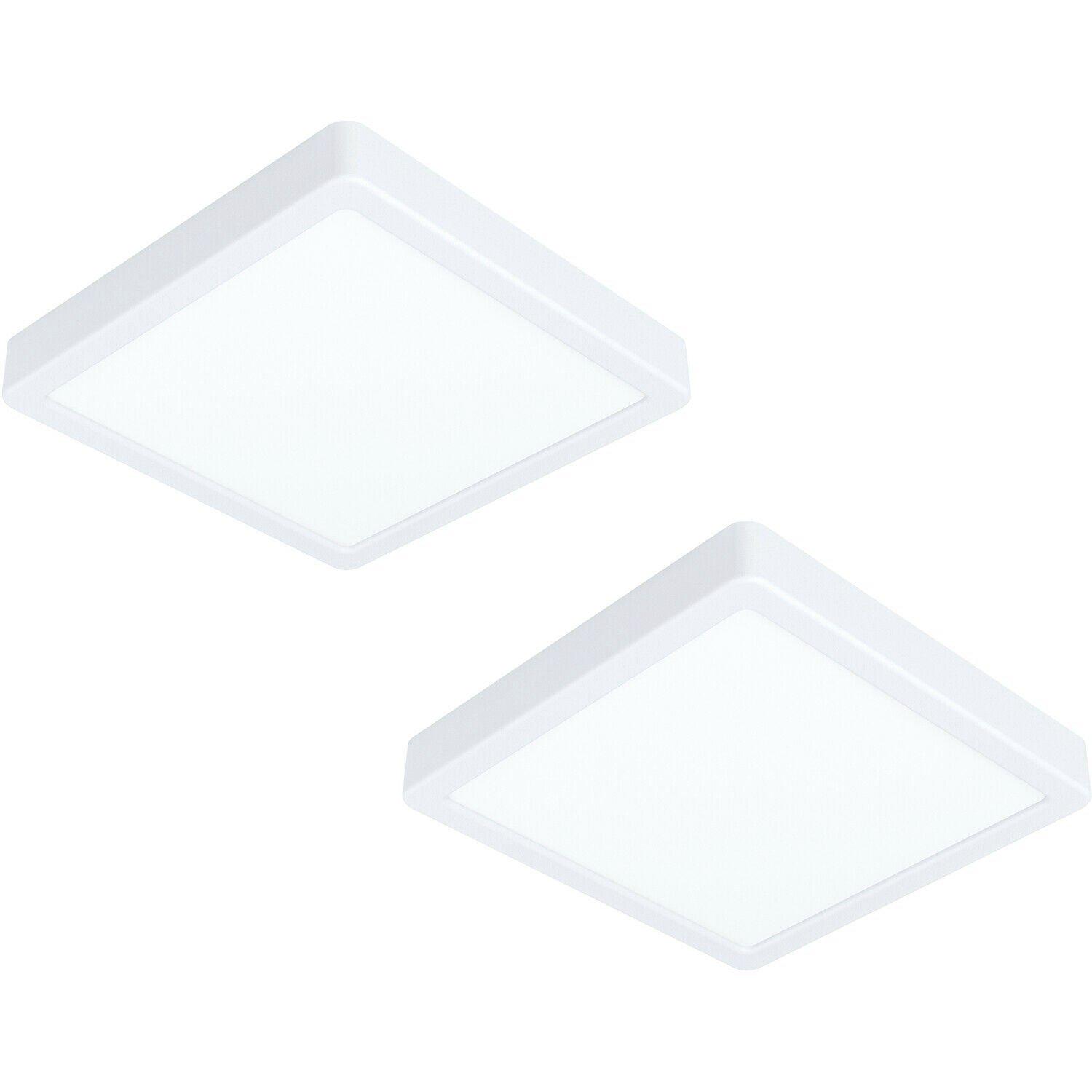 2 PACK Wall / Ceiling Light White 210mm Square Surface Mounted 16.5W LED 3000K