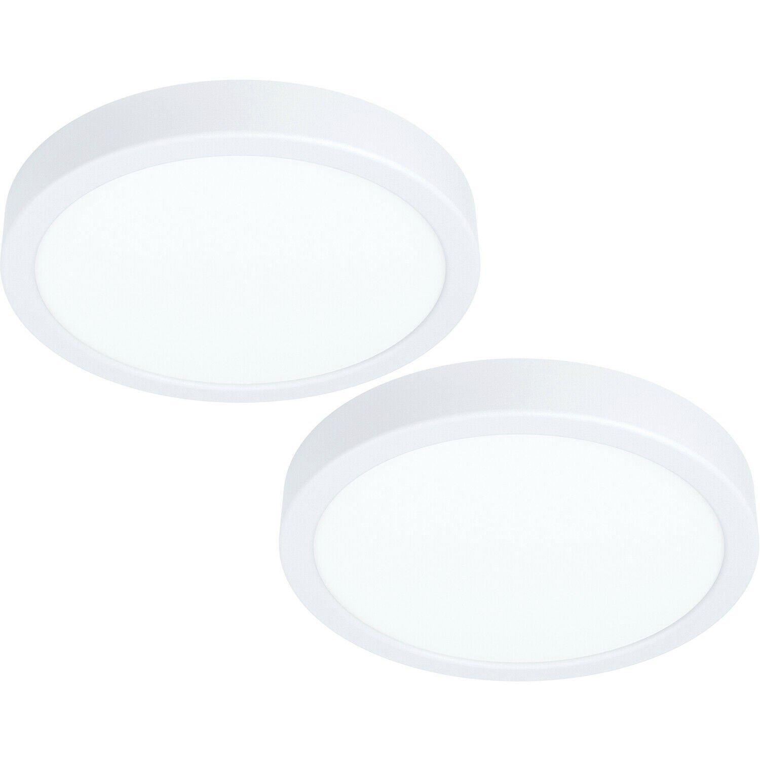 2 PACK Wall / Ceiling Light White 210mm Round Surface Mounted 16.5W LED 4000K