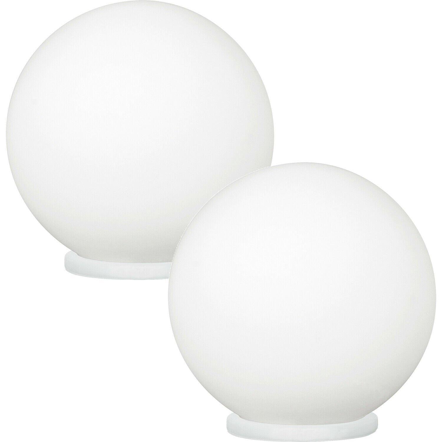 2 PACK Table Lamp White Shade White Glass Opal Matt In Line Switch E27 1x60W