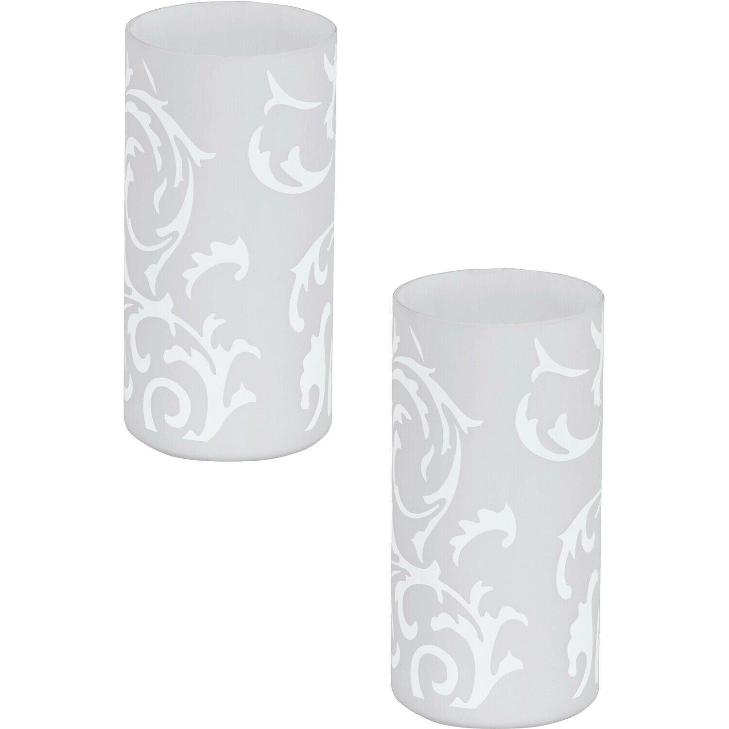 2 PACK Table Lamp Colour Shade White Printed Glass In Line Switch E14 1x60W