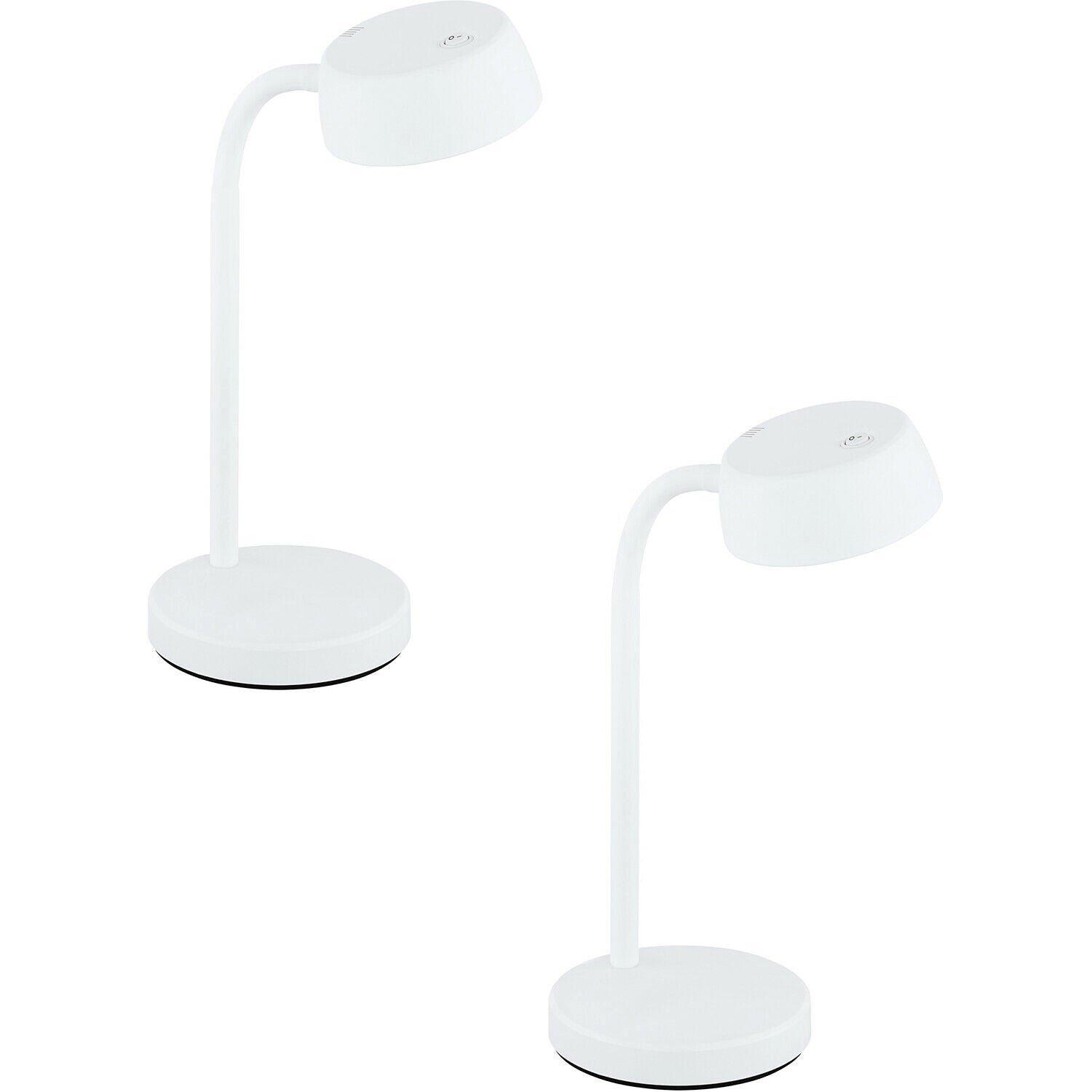 2 PACK Table Desk Lamp Colour Plain White Rocker Switch Bulb LED 4.5W Included