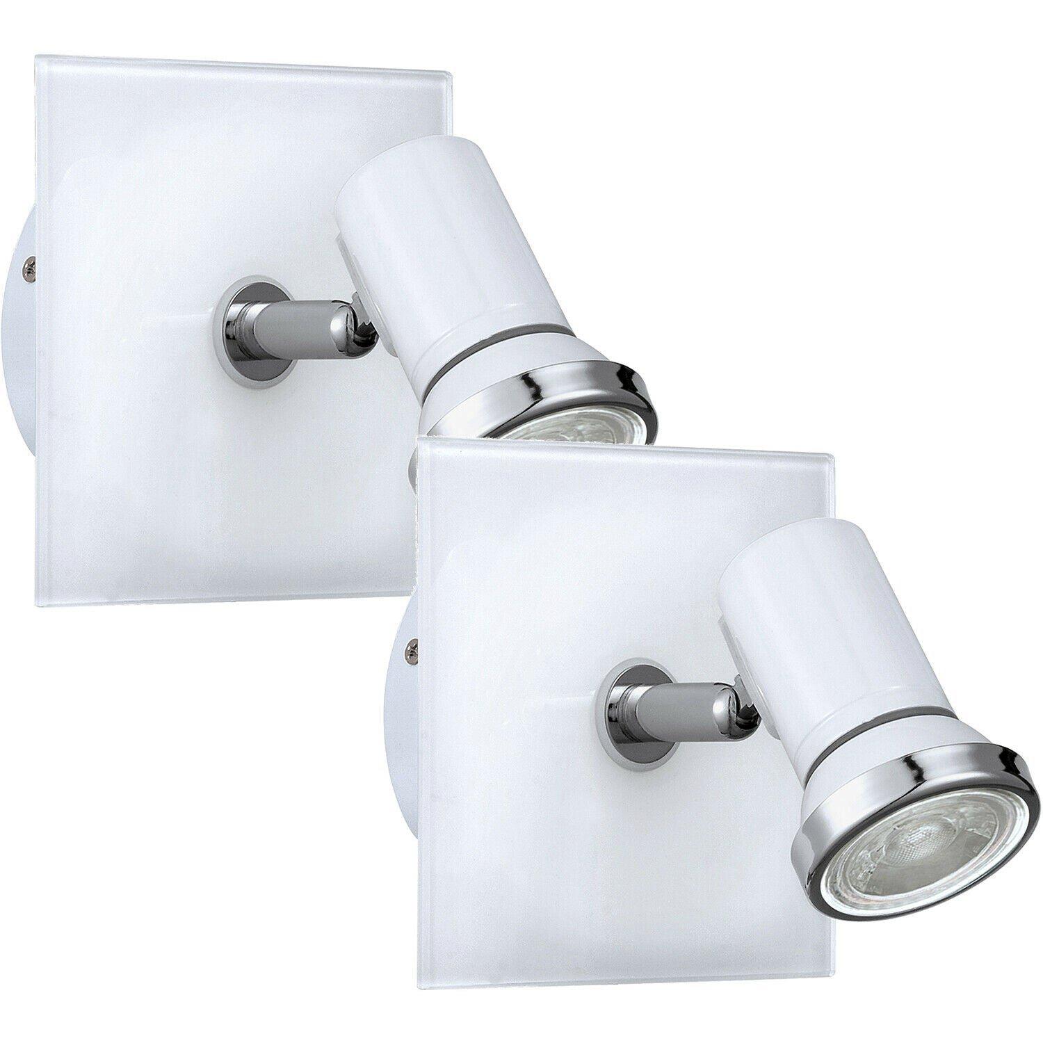 2 PACK Wall Light IP44 Bathroom Colour White Chrome Shade GU10 3.3W Included