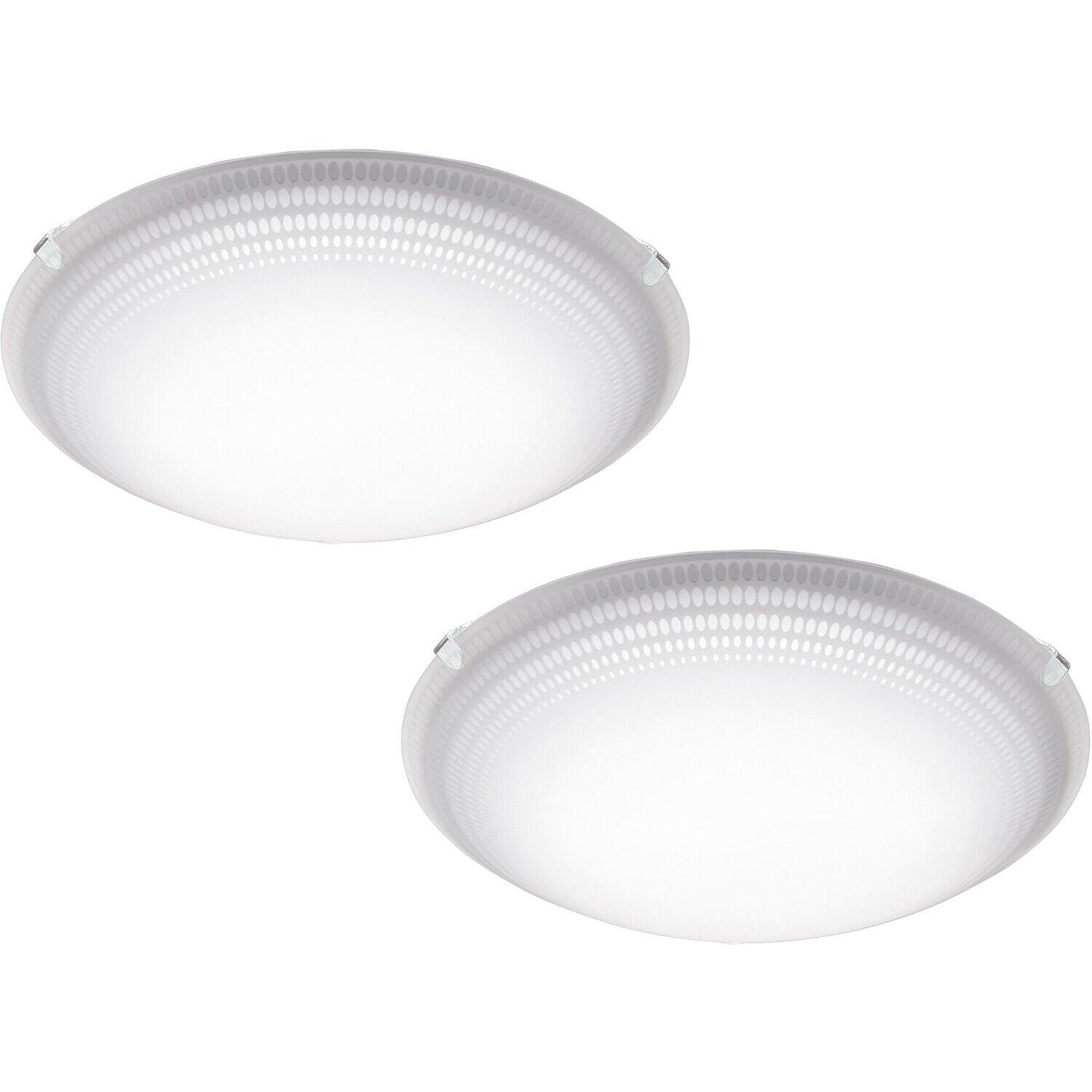 2 PACK Wall Flush Ceiling Light Colour White Shade White Clear Glass LED 11W