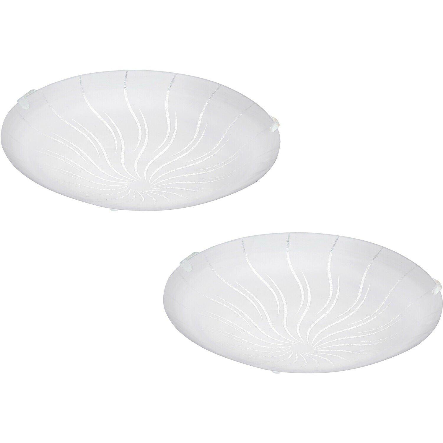 2 PACK Wall Flush Ceiling Light White Shade Granille White Clear Glass LED 11W