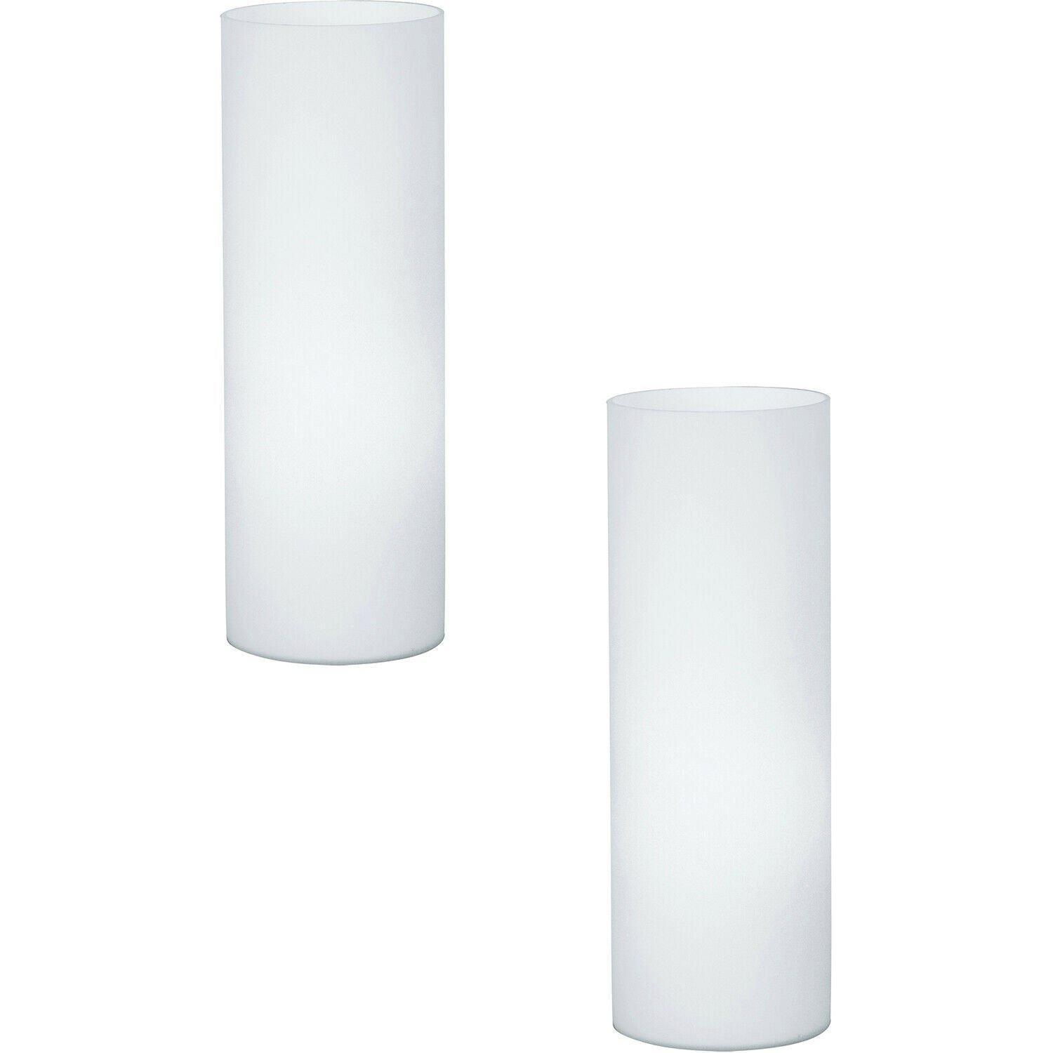 2 PACK Table Lamp Colour Shade White Glass Opal Matt In Line Switch E27 1x60W