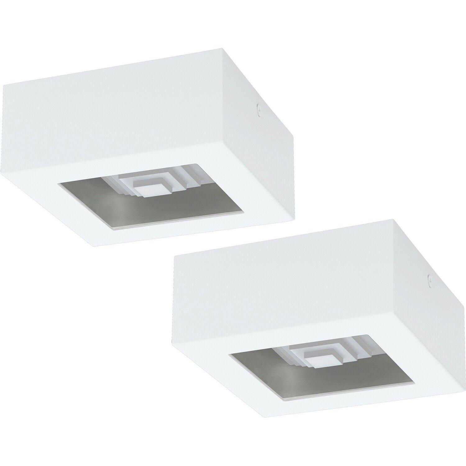 2 PACK Wall / Ceiling Light Modern White Box Lamp 140mm x 140mm 6.3W LED