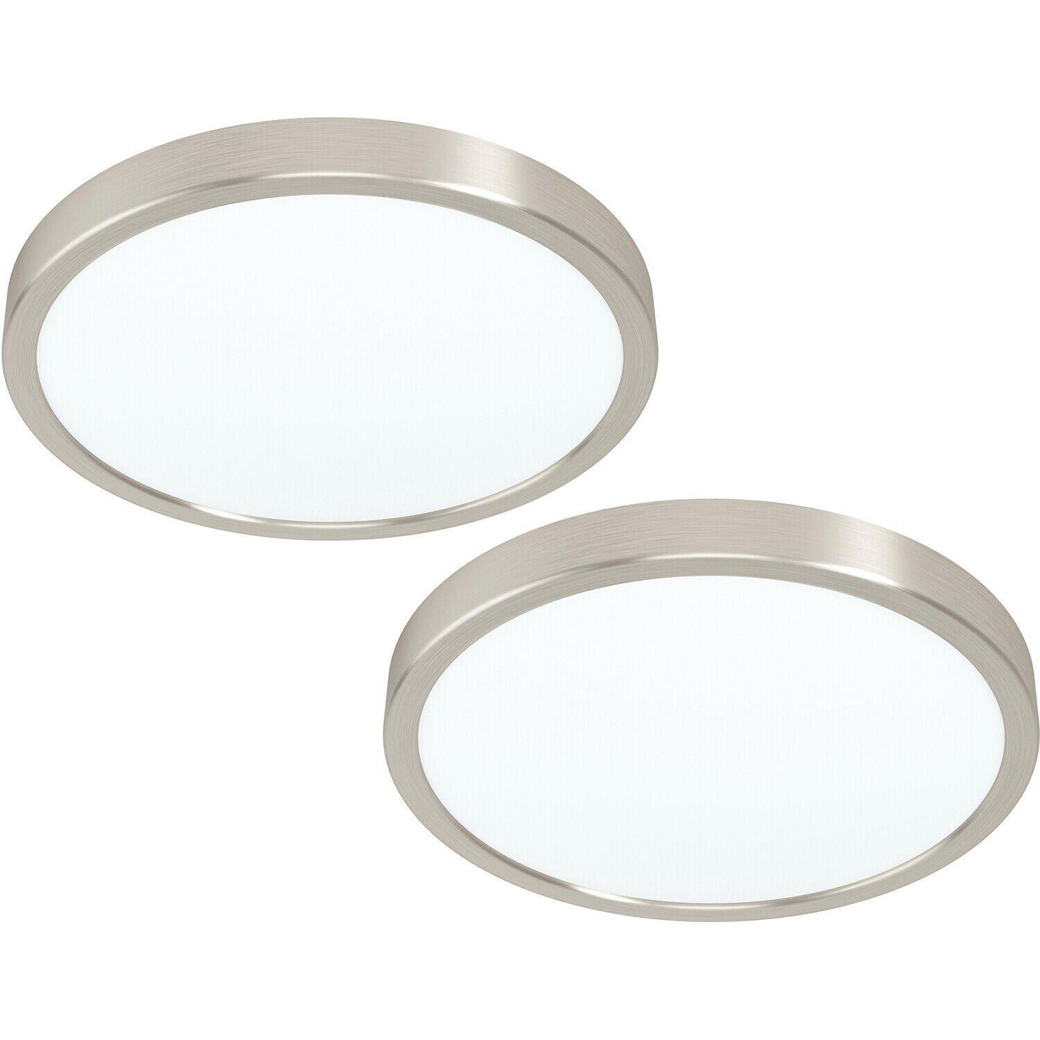 2 PACK Ceiling Light Satin Nickel 285mm Round Surface Mounted 20W LED 4000K