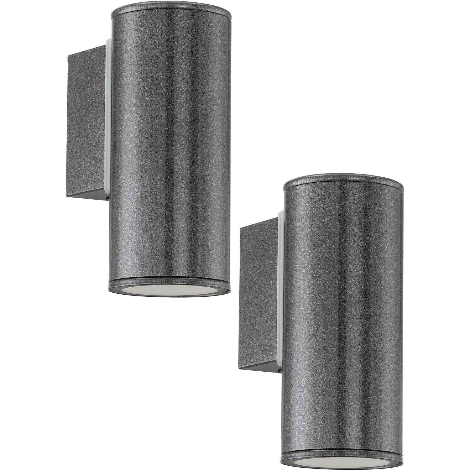 2 PACK IP44 Outdoor Wall Light Anthracite Zinc Plated Steel 1x 3W GU10