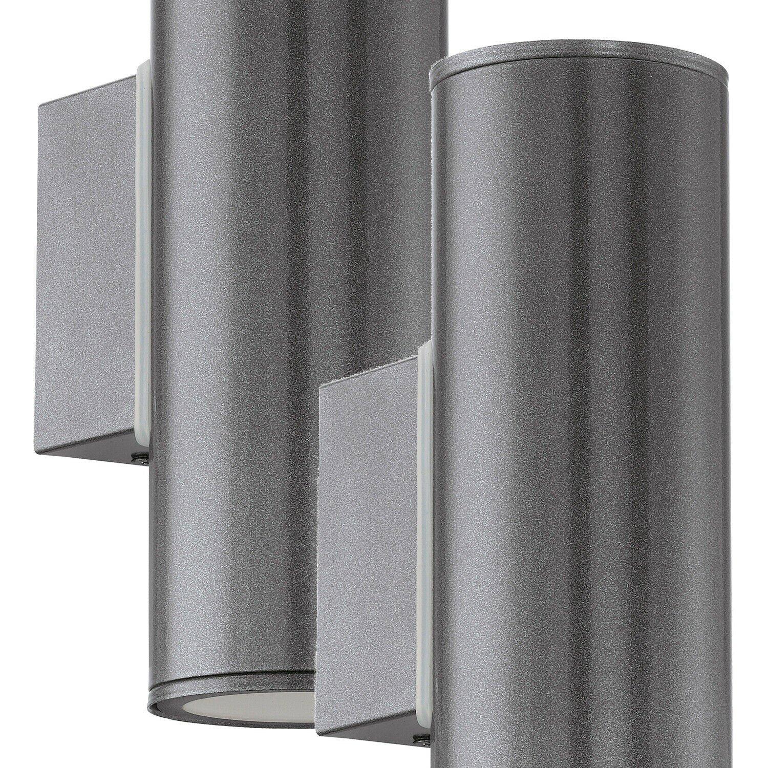 2 PACK IP44 Outdoor Wall Light Anthracite Zinc Plated Steel 2x 3W GU10