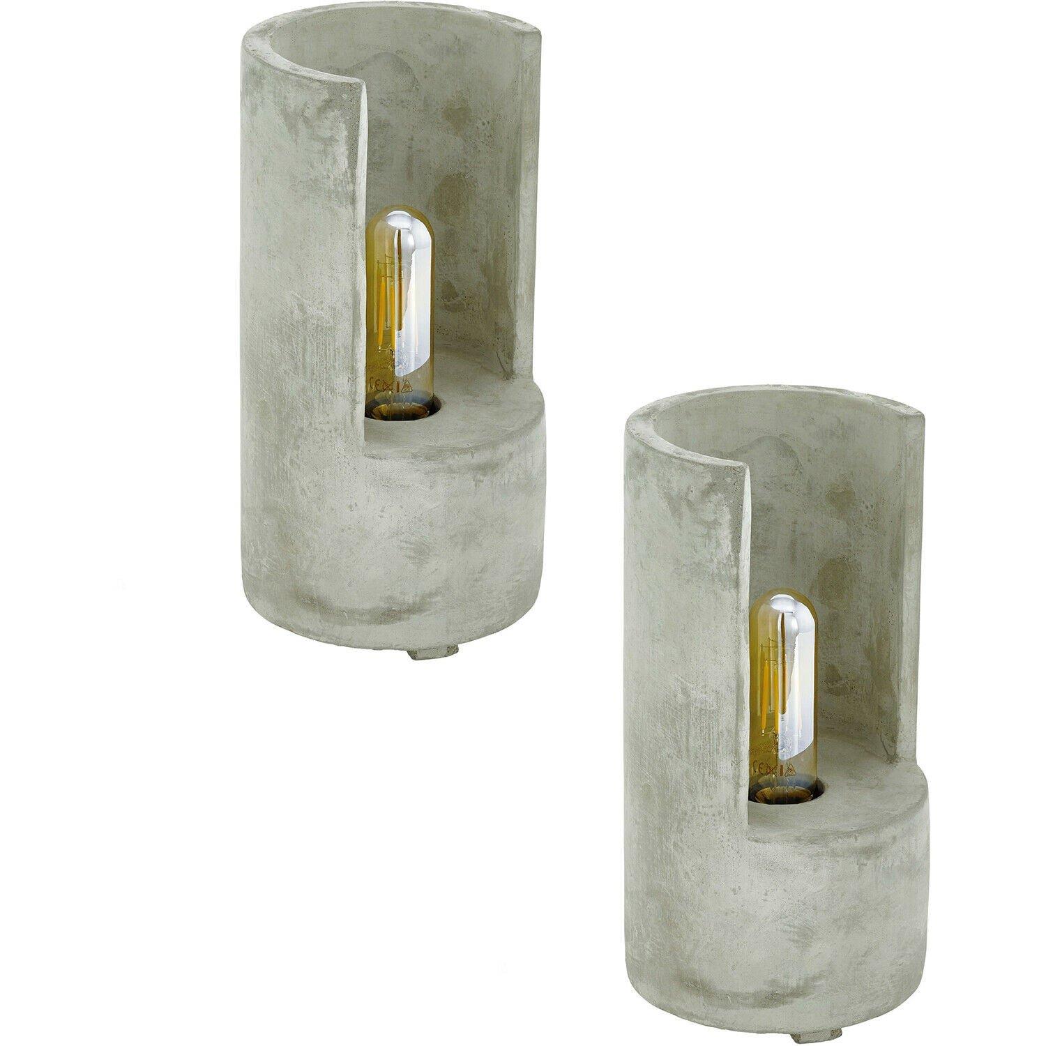 2 PACK Table Lamp Desk Light Unusual Grey Cast Concrete 1x 60W E27 Holder