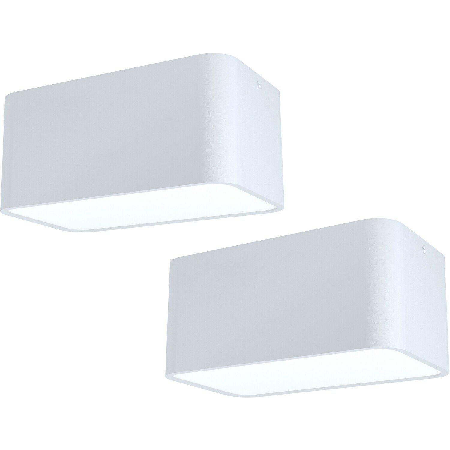 2 PACK Wall / Ceiling Light White Aluminium Twin Downlight 1x 28W E27 Bulb