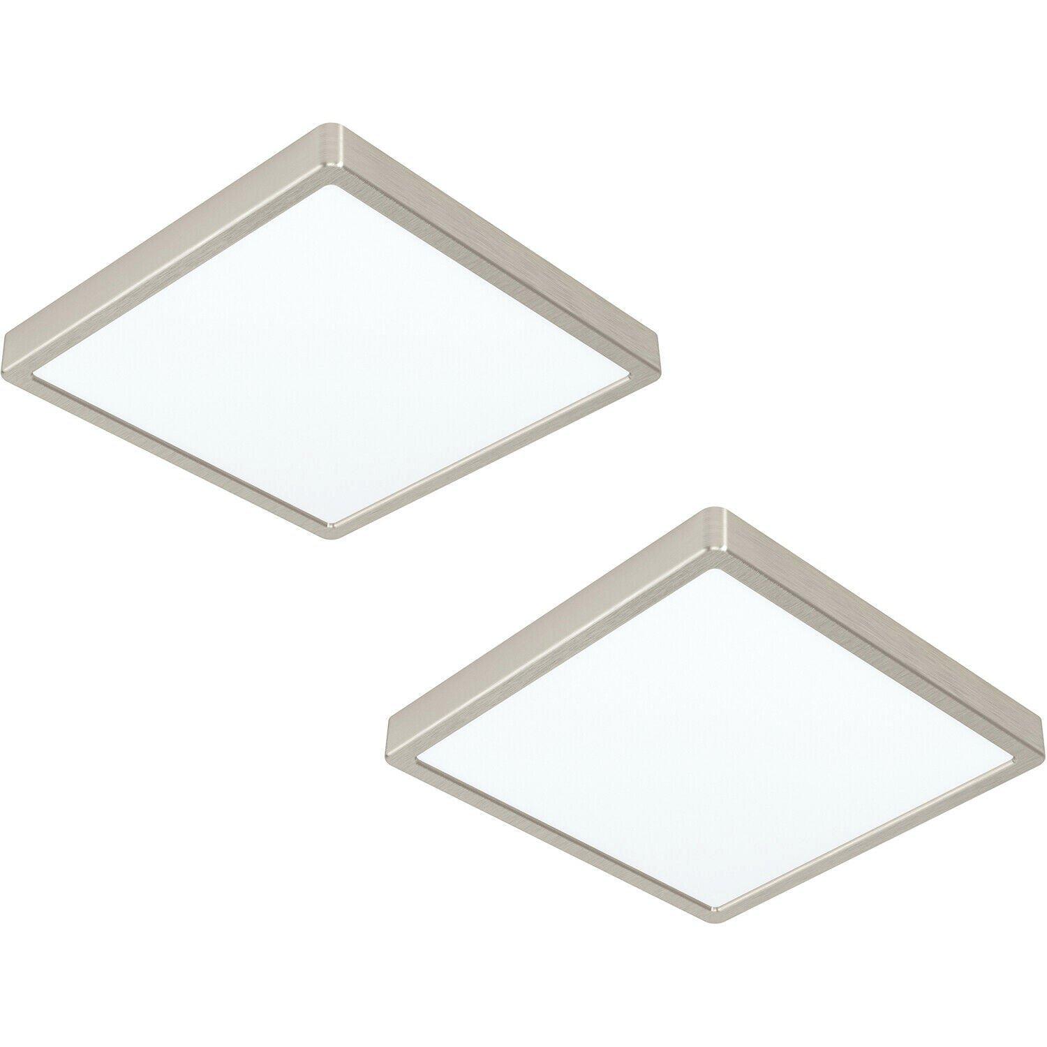 2 PACK Ceiling Light Satin Nickel 285mm Square Surface Mounted 20W LED 3000K