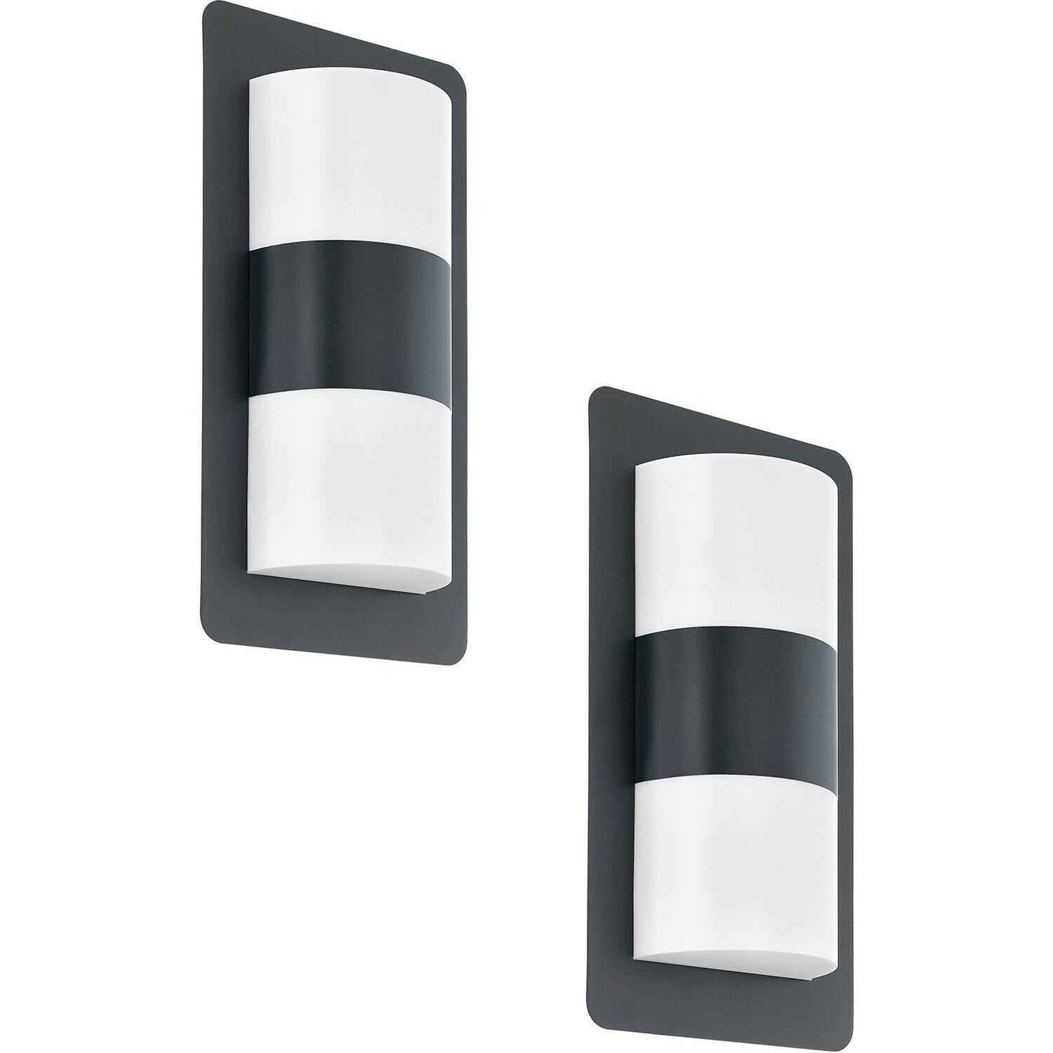 2 PACK IP44 Outdoor Wall Light Anthracite Zinc Plated Steel 2x 10W E27