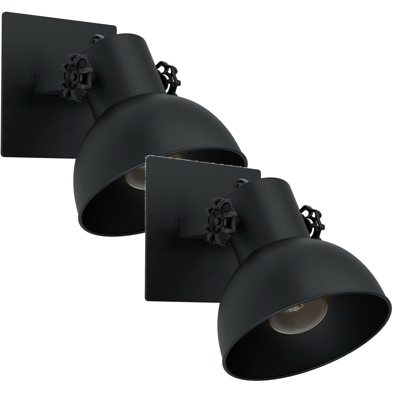 2 PACK LED Wall Light / Sconce Black Steel Adjustable Round Shade 1x 28W E27