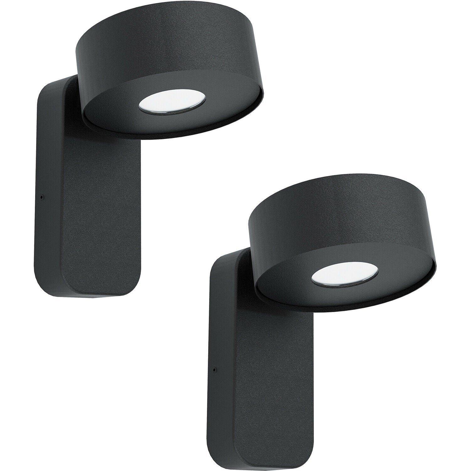 2 PACK IP44 Outdoor Wall Light Black Zinc Steel 6W Built in LED Porch Lamp