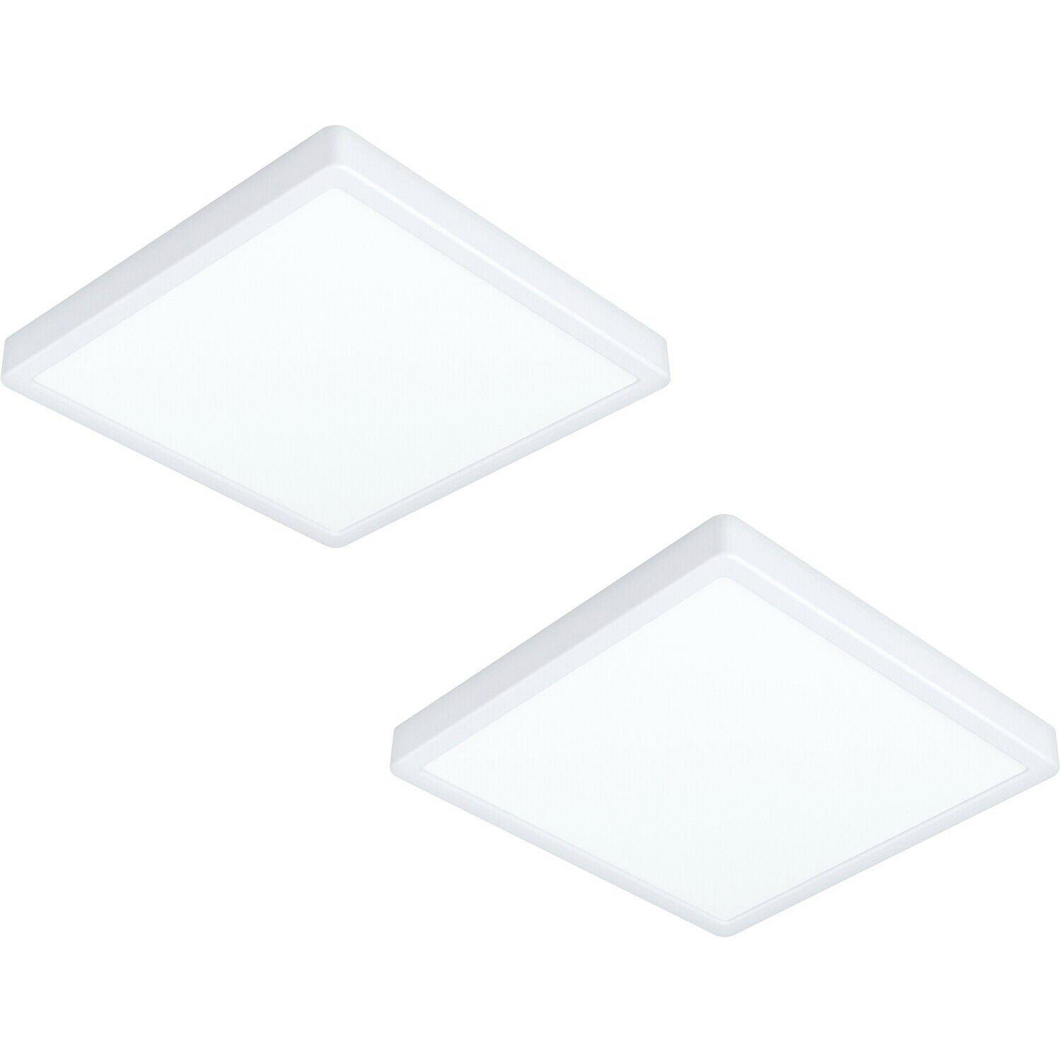 2 PACK Wall Flush Ceiling Light White Shade Square White Plastic LED 20W Incl